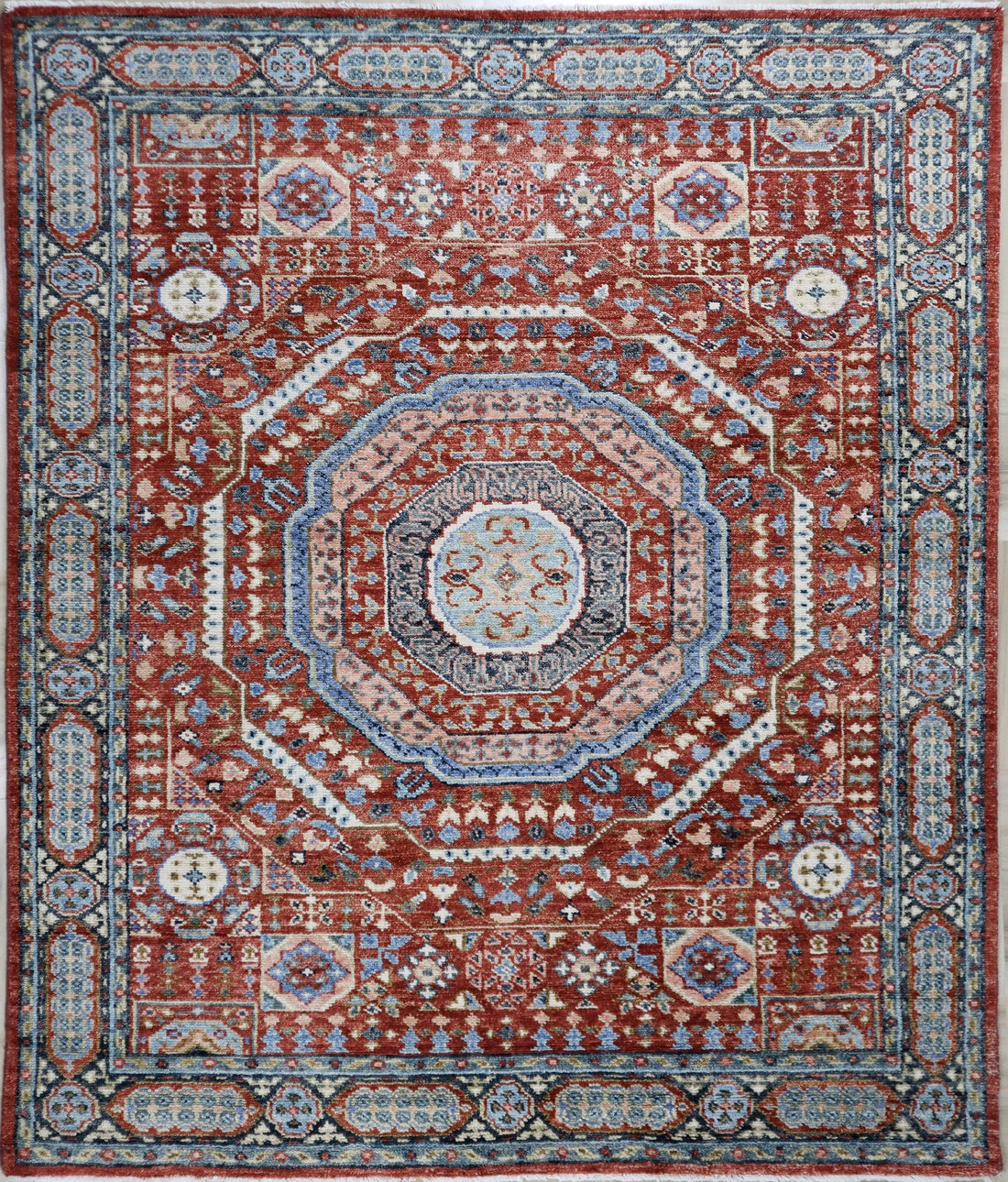 Anatolia Mamluk Red Traditional Hand-Knotted Wool Rug