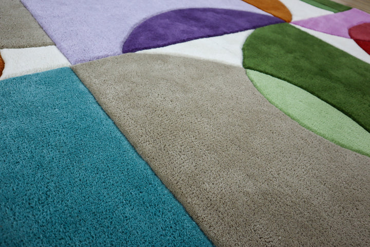 Aurora Abstract Hand Tufted Wool Rug | Multicolor Modern Geometr