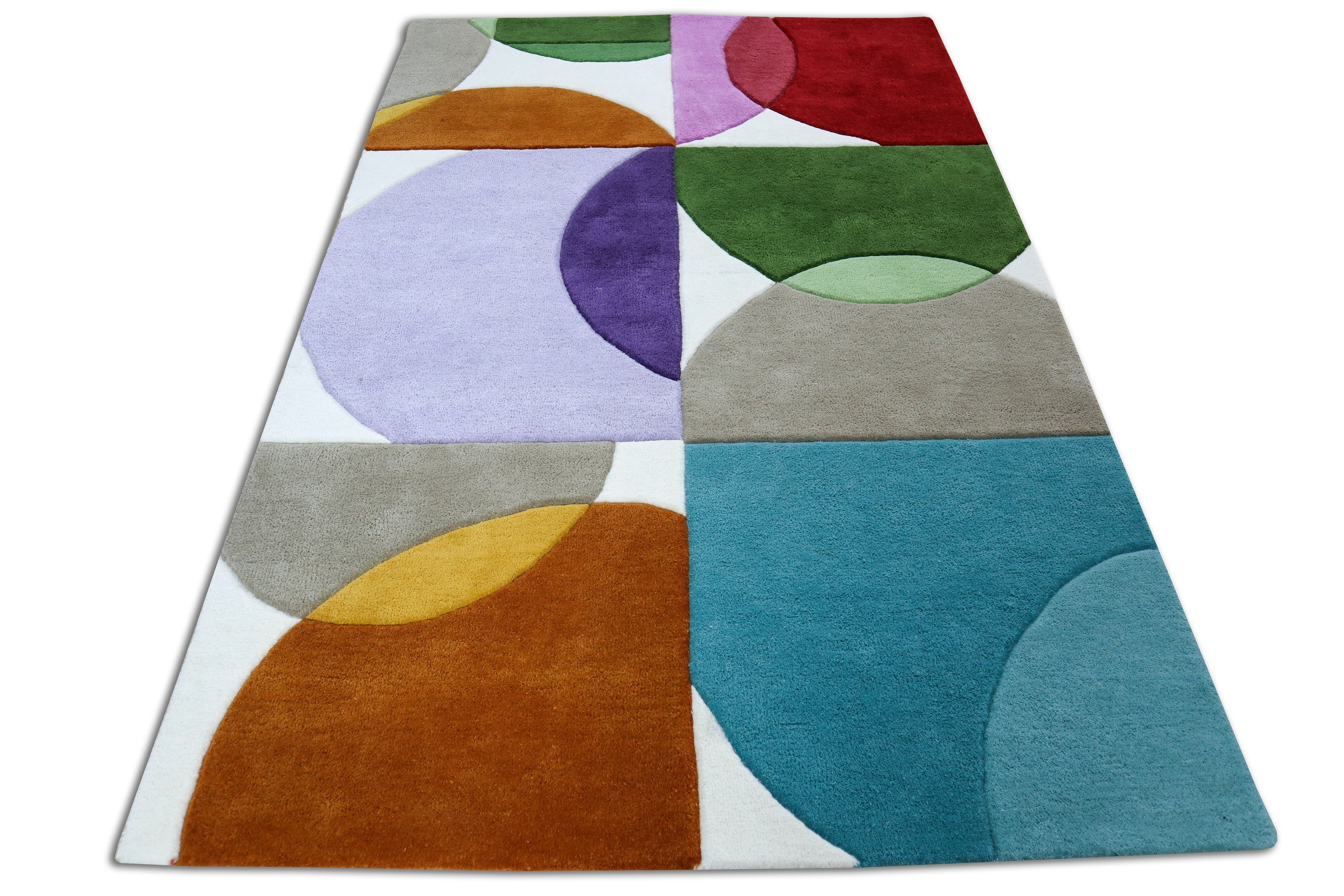Aurora Abstract Hand Tufted Wool Rug | Multicolor Modern Geometr