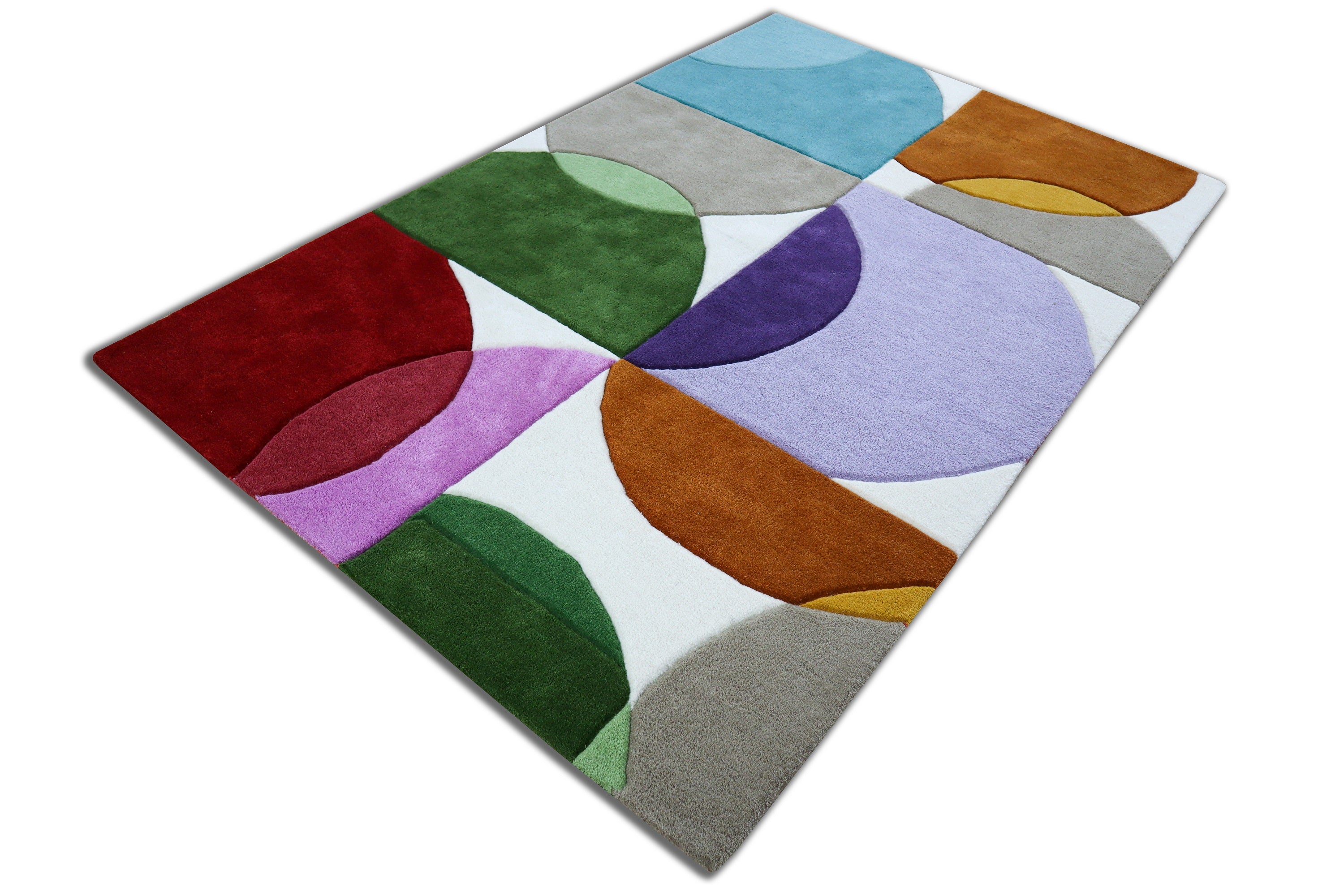 Aurora Abstract Hand Tufted Wool Rug | Multicolor Modern Geometr