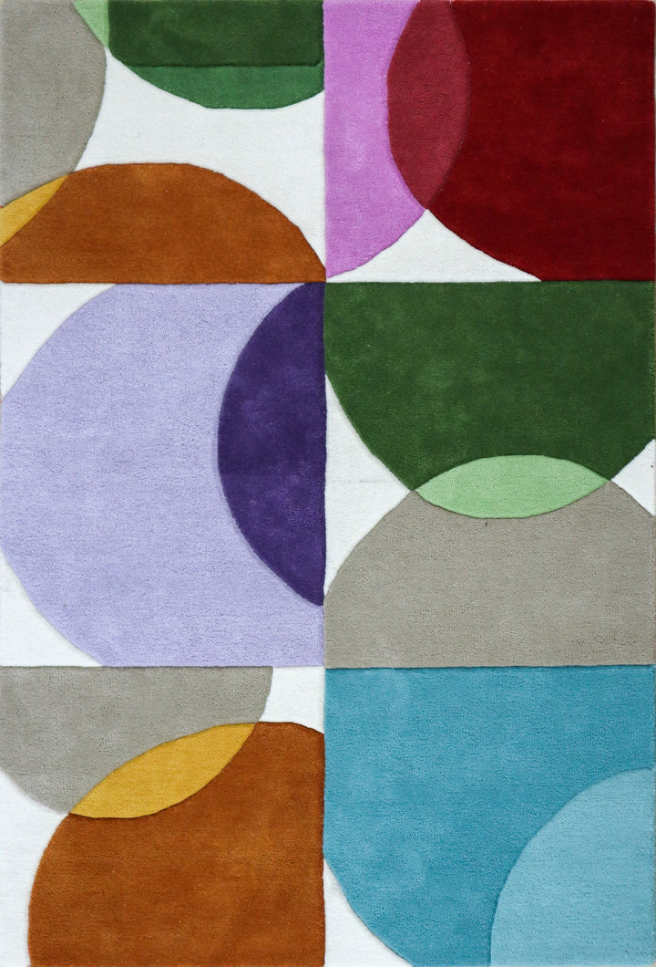 Aurora Abstract Hand Tufted Wool Rug | Multicolor Modern Geometr