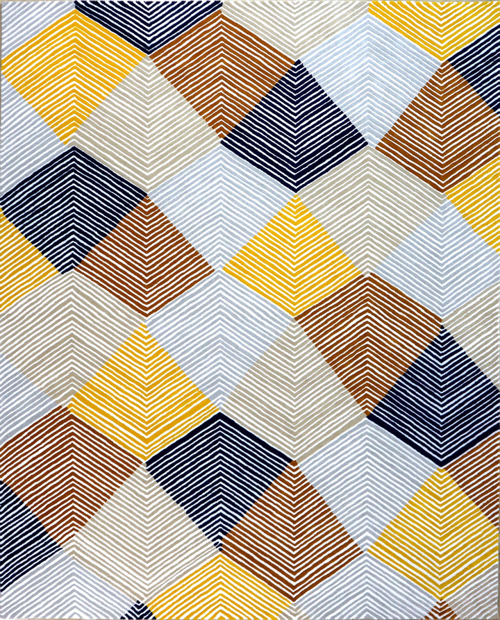 Modern Geometric Diamond Rug | Multicolor Modern Geometric Hand