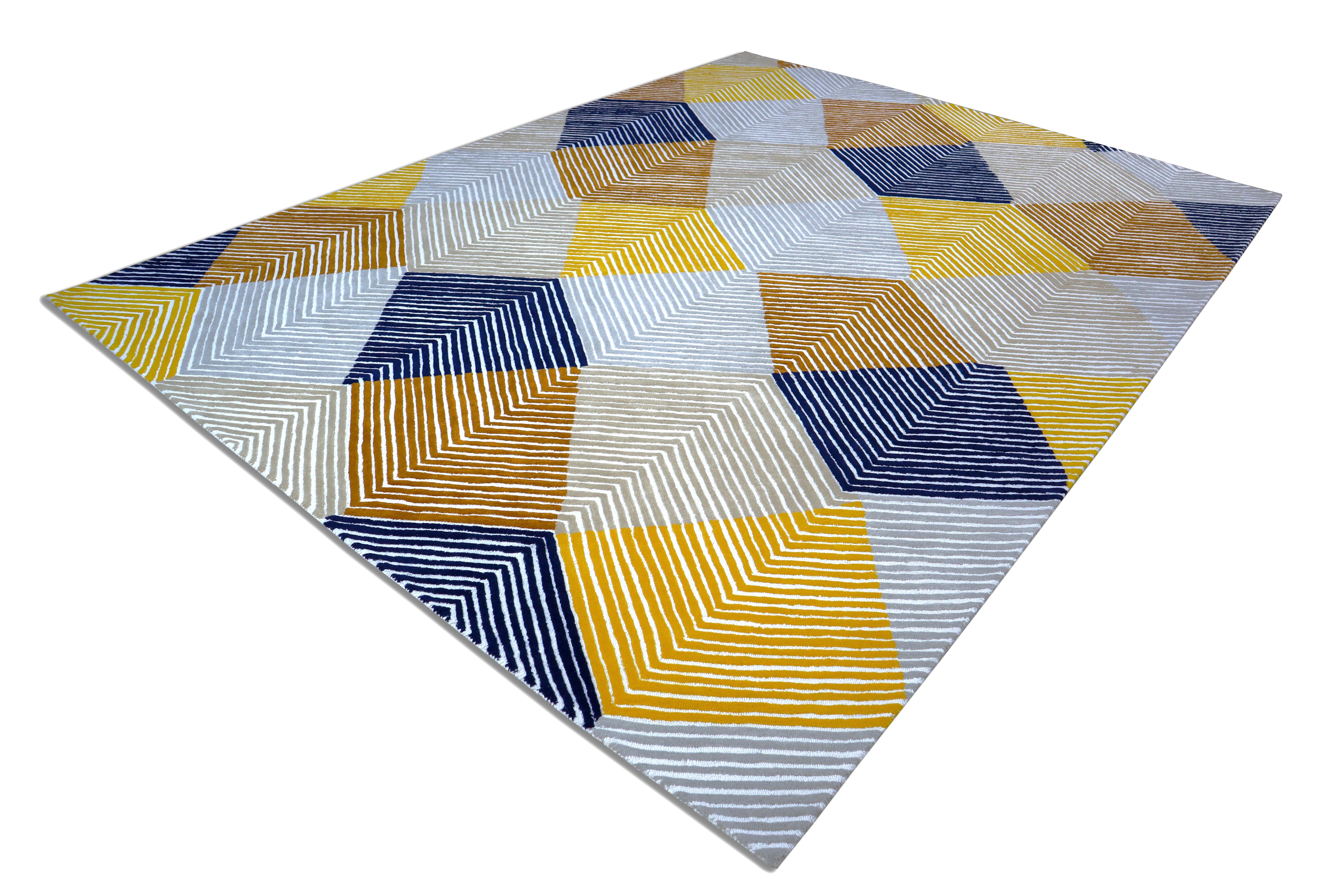 Modern Geometric Diamond Rug | Multicolor Modern Geometric Hand