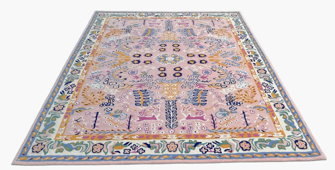 Avery Pink Tufted Floral Rug | Pink Botanical Floral Hand Tufted