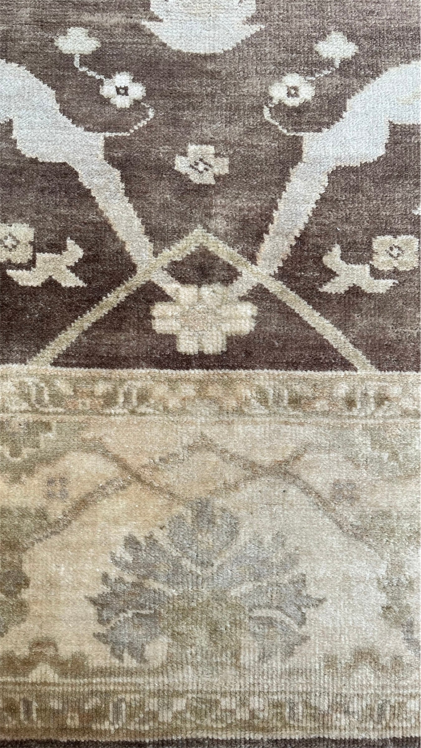 Kaelis Vintage Oushak Neutral Brown and Ivory Hand-Knotted Wool Rug