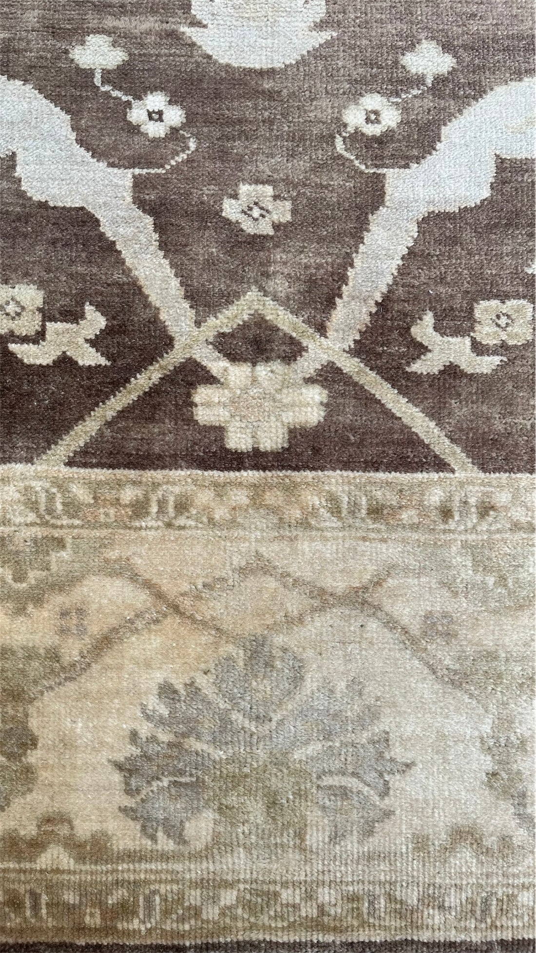 Kaelis Vintage Oushak Neutral Brown and Ivory Hand-Knotted Wool Rug