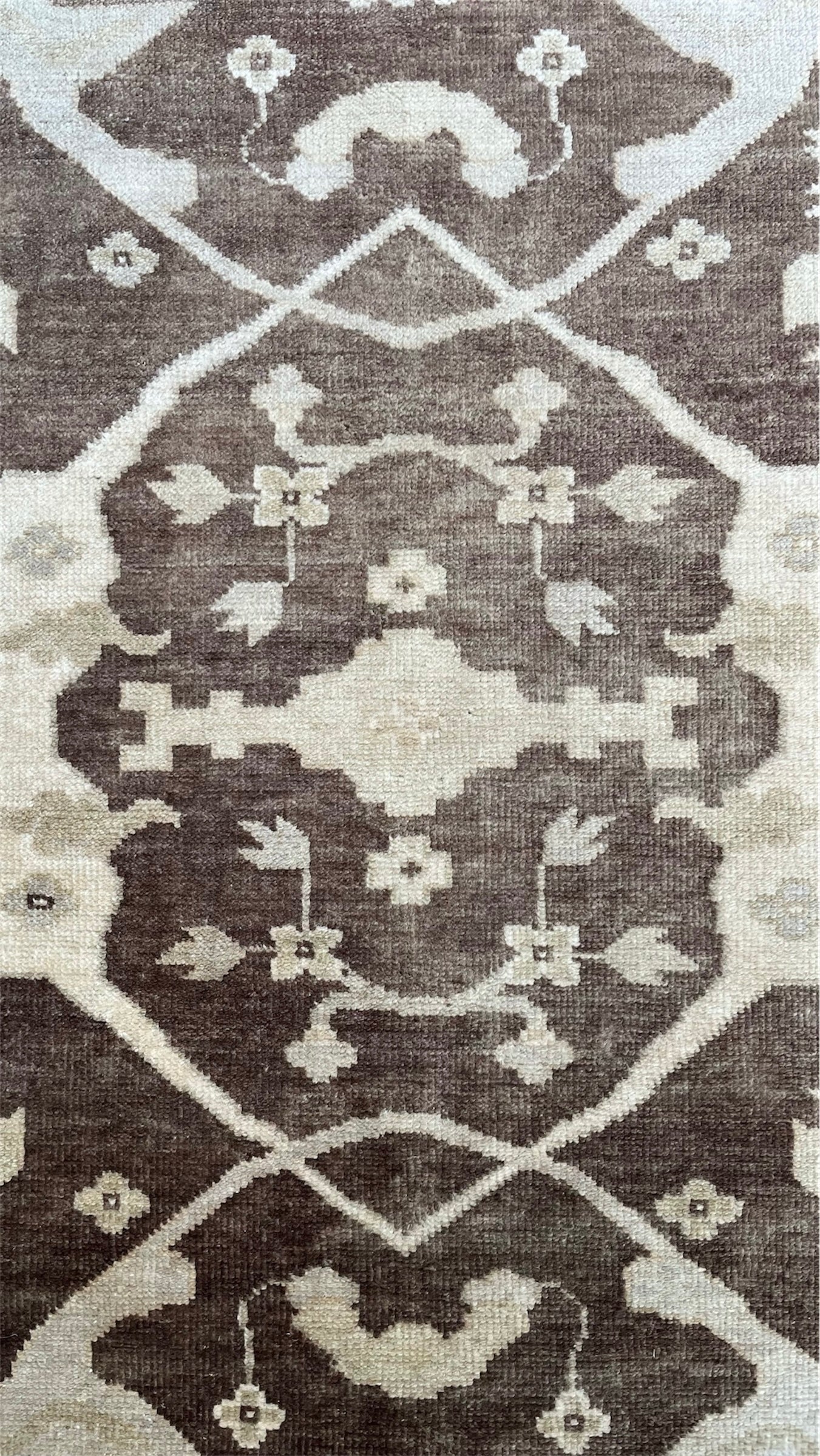 Kaelis Vintage Oushak Neutral Brown and Ivory Hand-Knotted Wool Rug