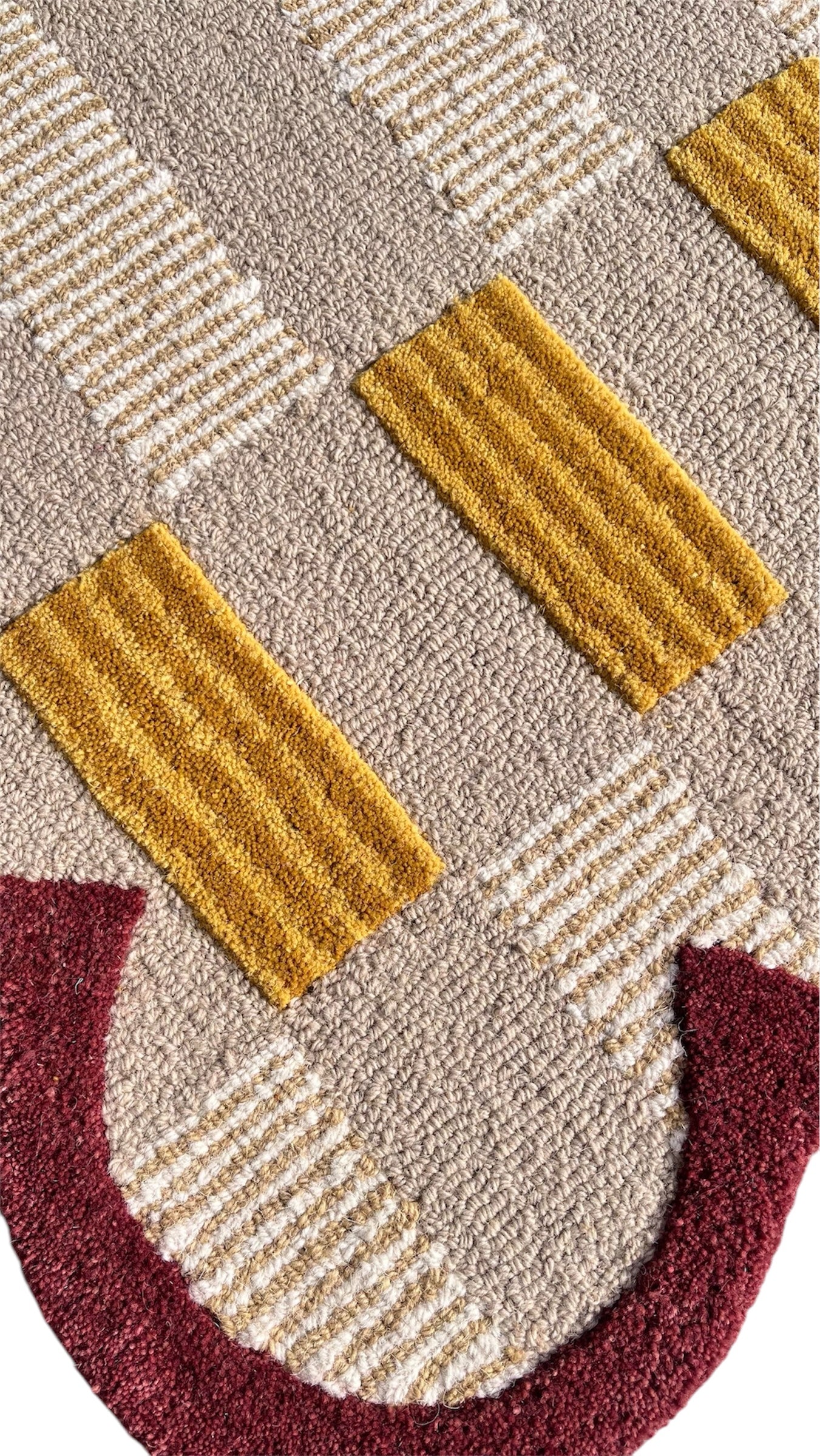 Matilda Sand Plaid Scallop Wool Hand Tufted Area Rug Beige