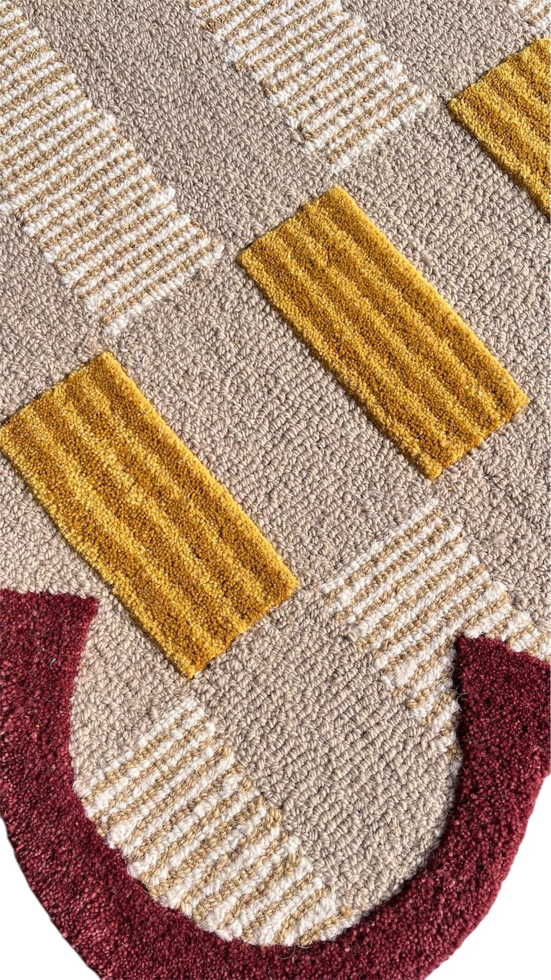 Matilda Sand Plaid Scallop Wool Hand Tufted Area Rug Beige