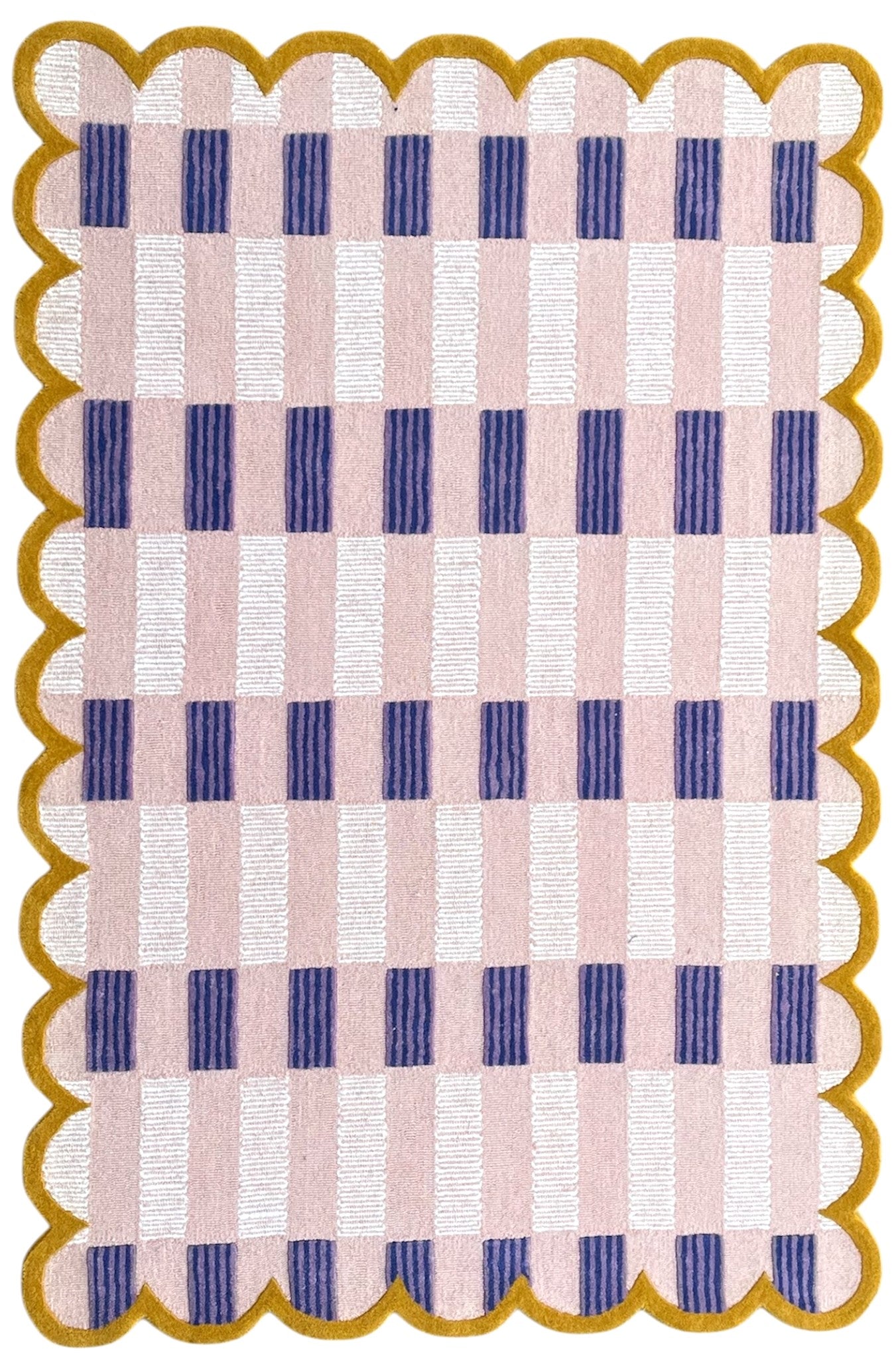 Pastel Matilda Plaid Scallop Wool Hand Tufted Area Rug Pink | Pin