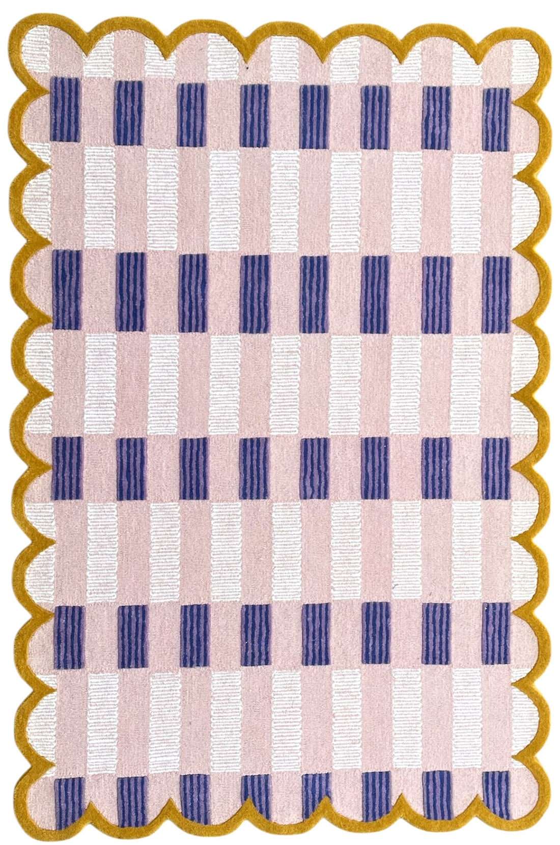 Pastel Matilda Plaid Scallop Wool Hand Tufted Area Rug Pink | Pin