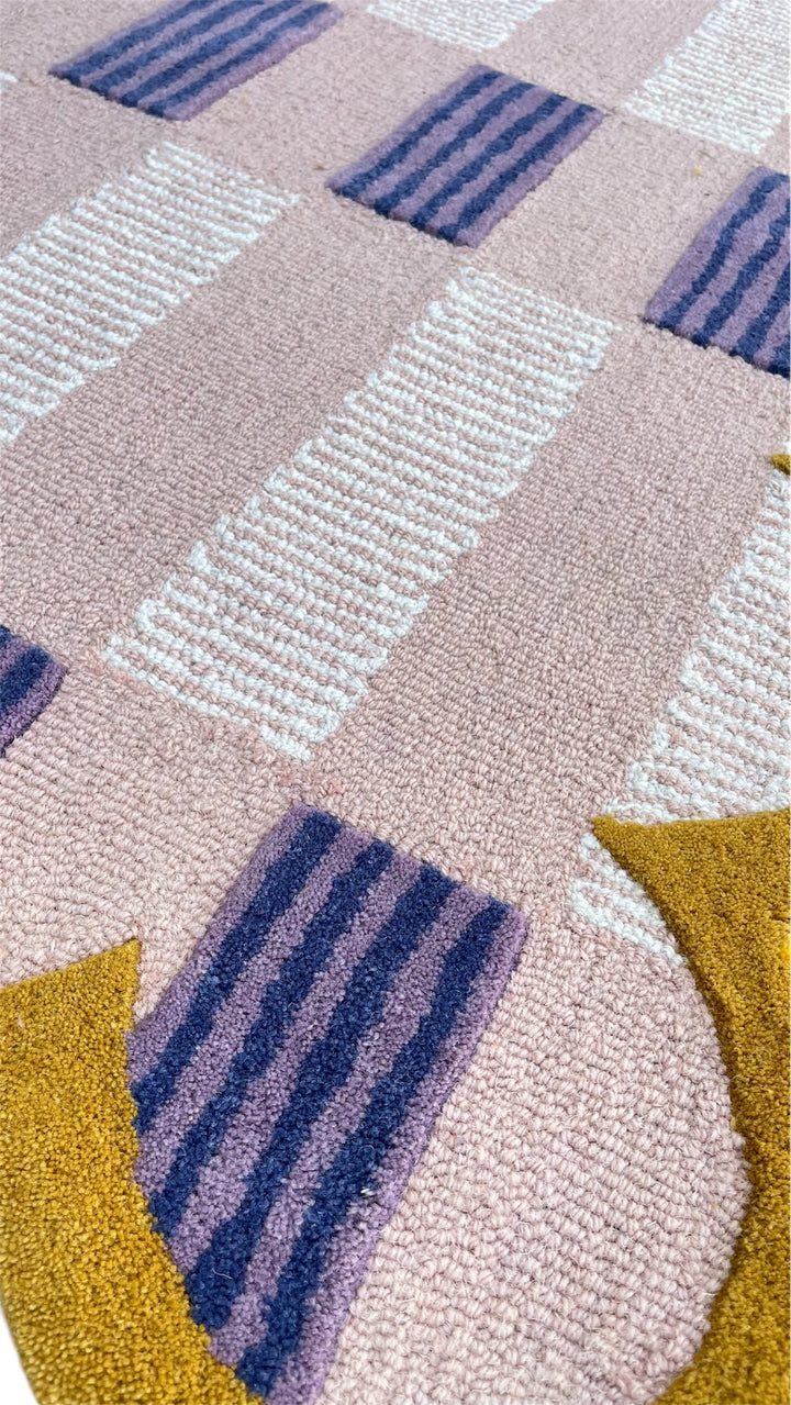 Pastel Matilda Plaid Scallop Wool Hand Tufted Area Rug Pink | Pin