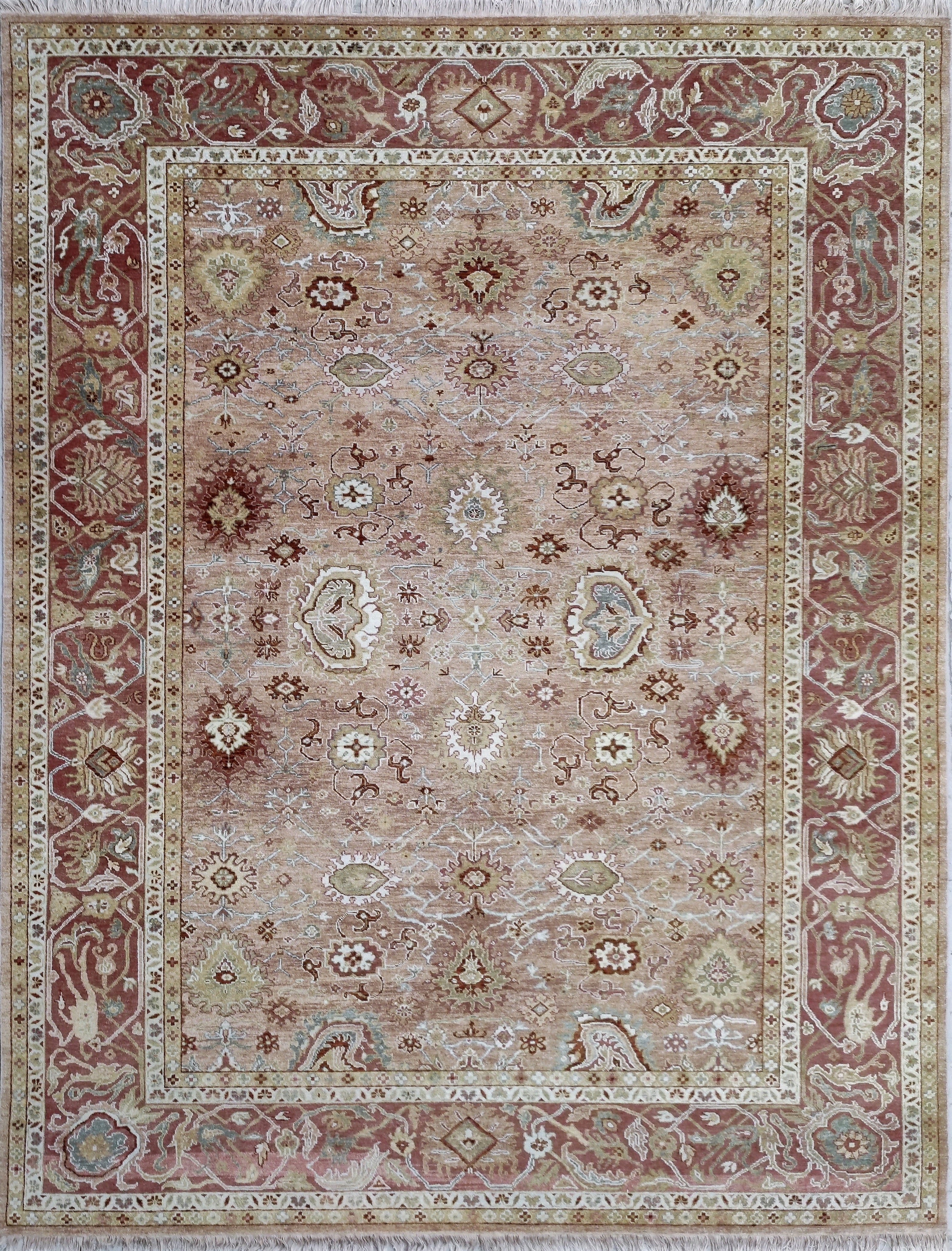 Sorella Peach Red Oushak Hand-Knotted Wool Rug
