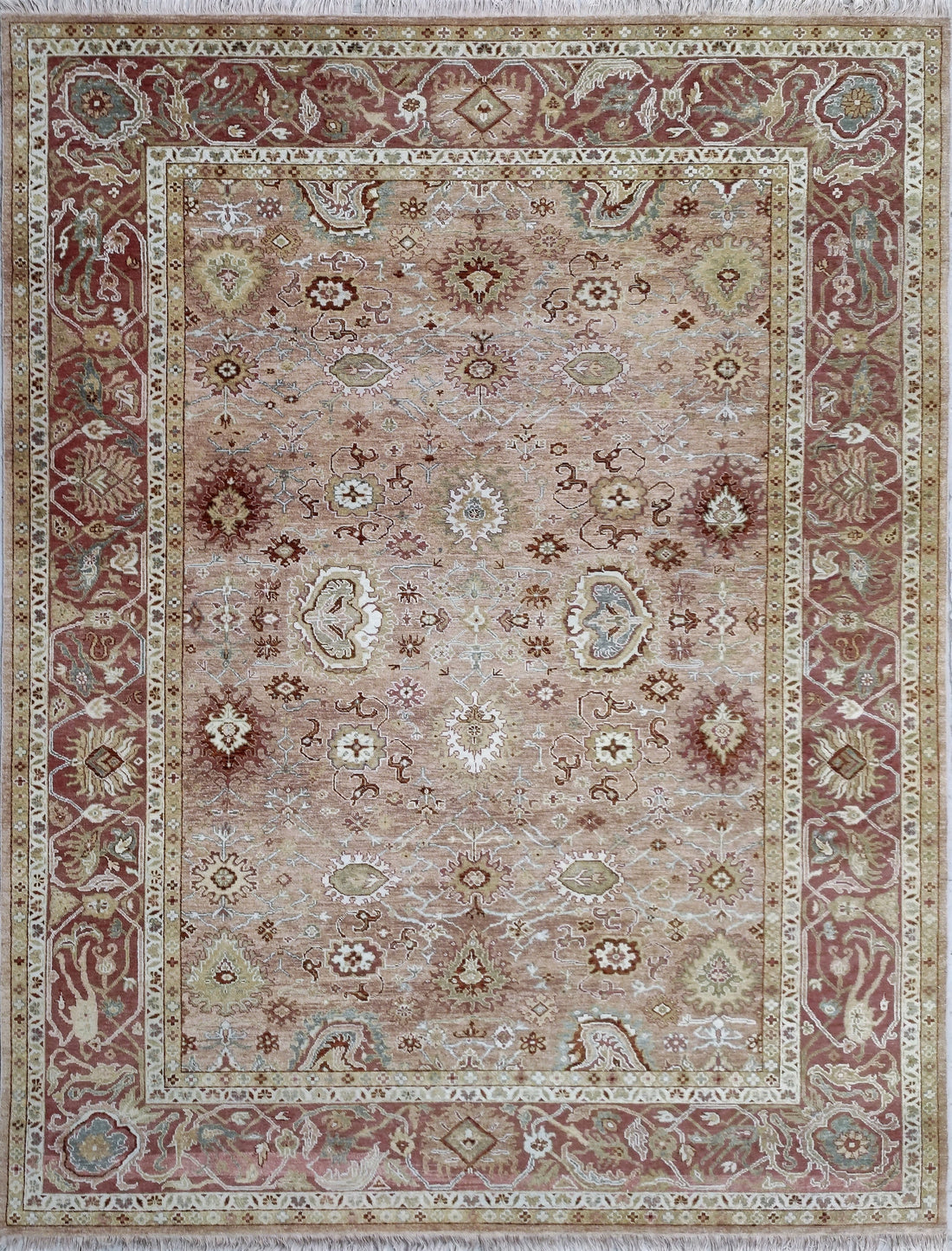 Sorella Peach Red Oushak Hand-Knotted Wool Rug