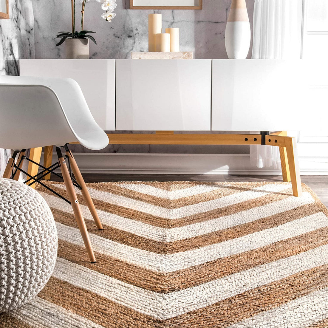 Amara Mandala Jute Bohemian Stitched Handmade Rug
