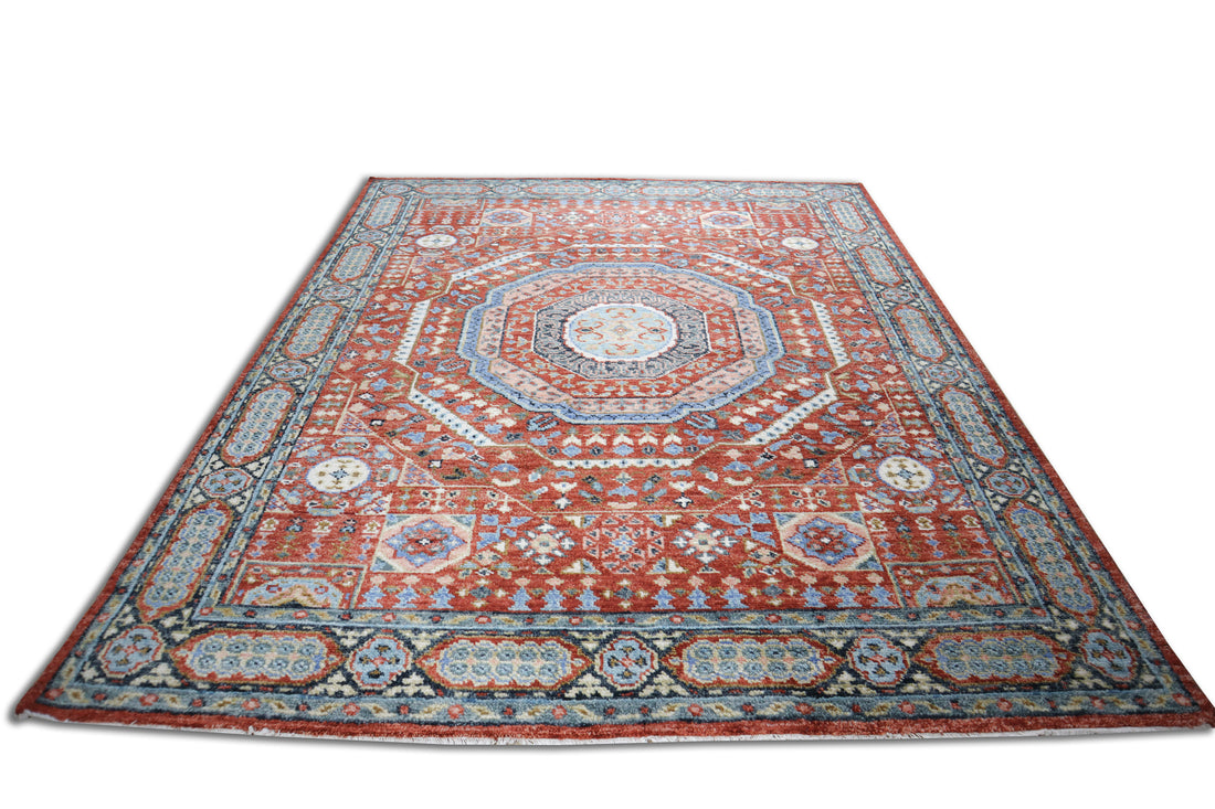 Anatolia Mamluk Red Traditional Hand-Knotted Wool Rug