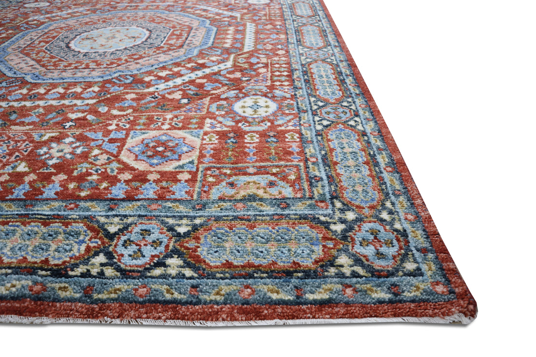 Anatolia Mamluk Red Traditional Hand-Knotted Wool Rug