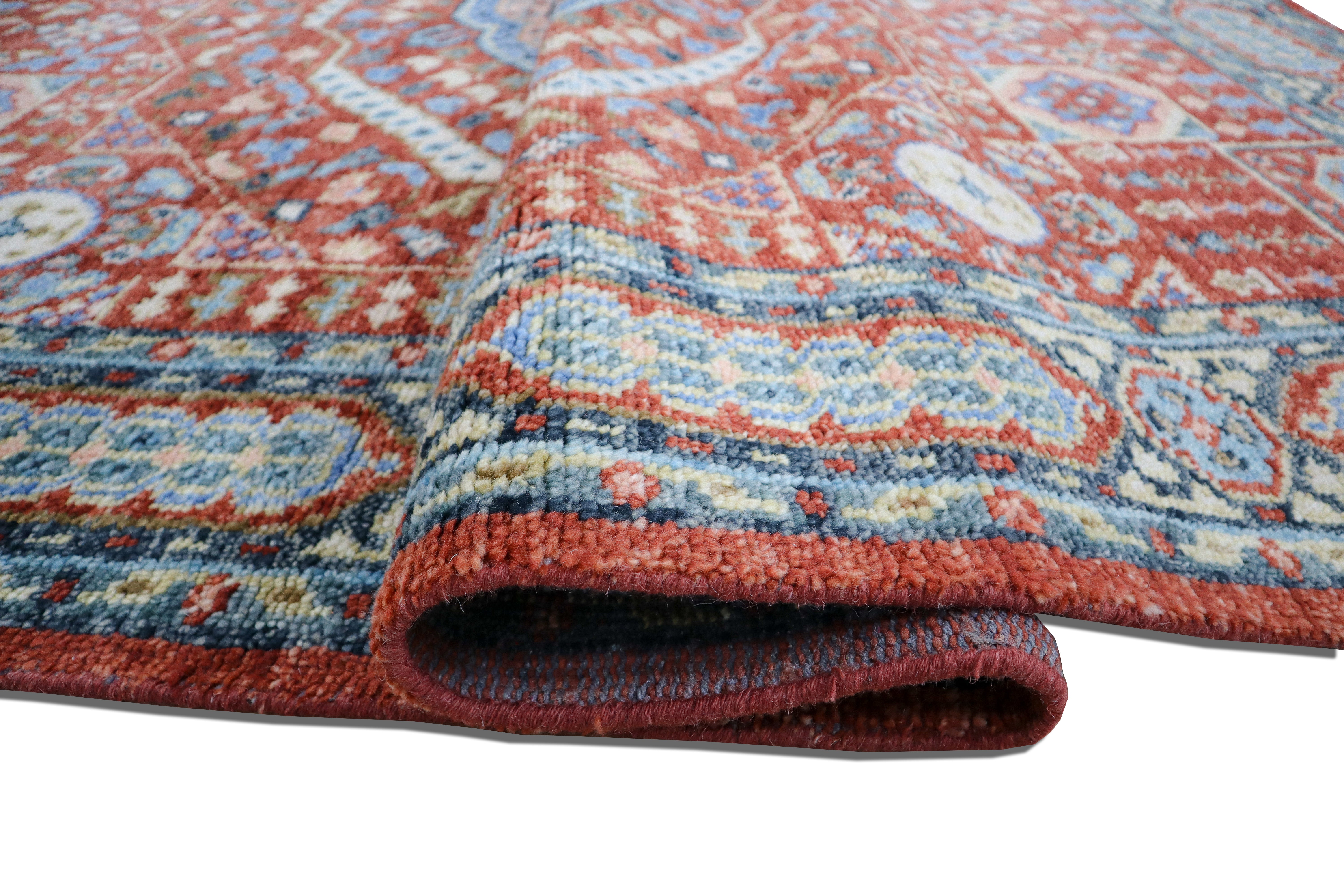 Anatolia Mamluk Red Traditional Hand-Knotted Wool Rug