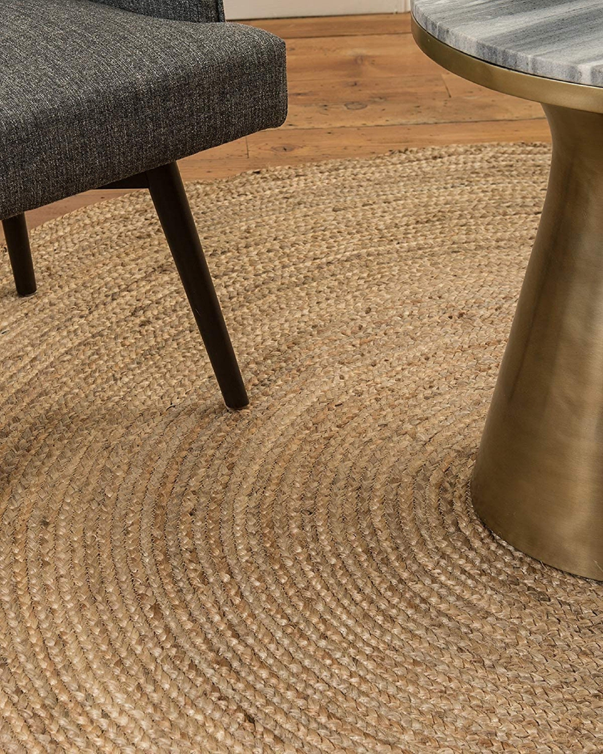 Asilah Jute Bohemian Stitched Handmade Round Rug