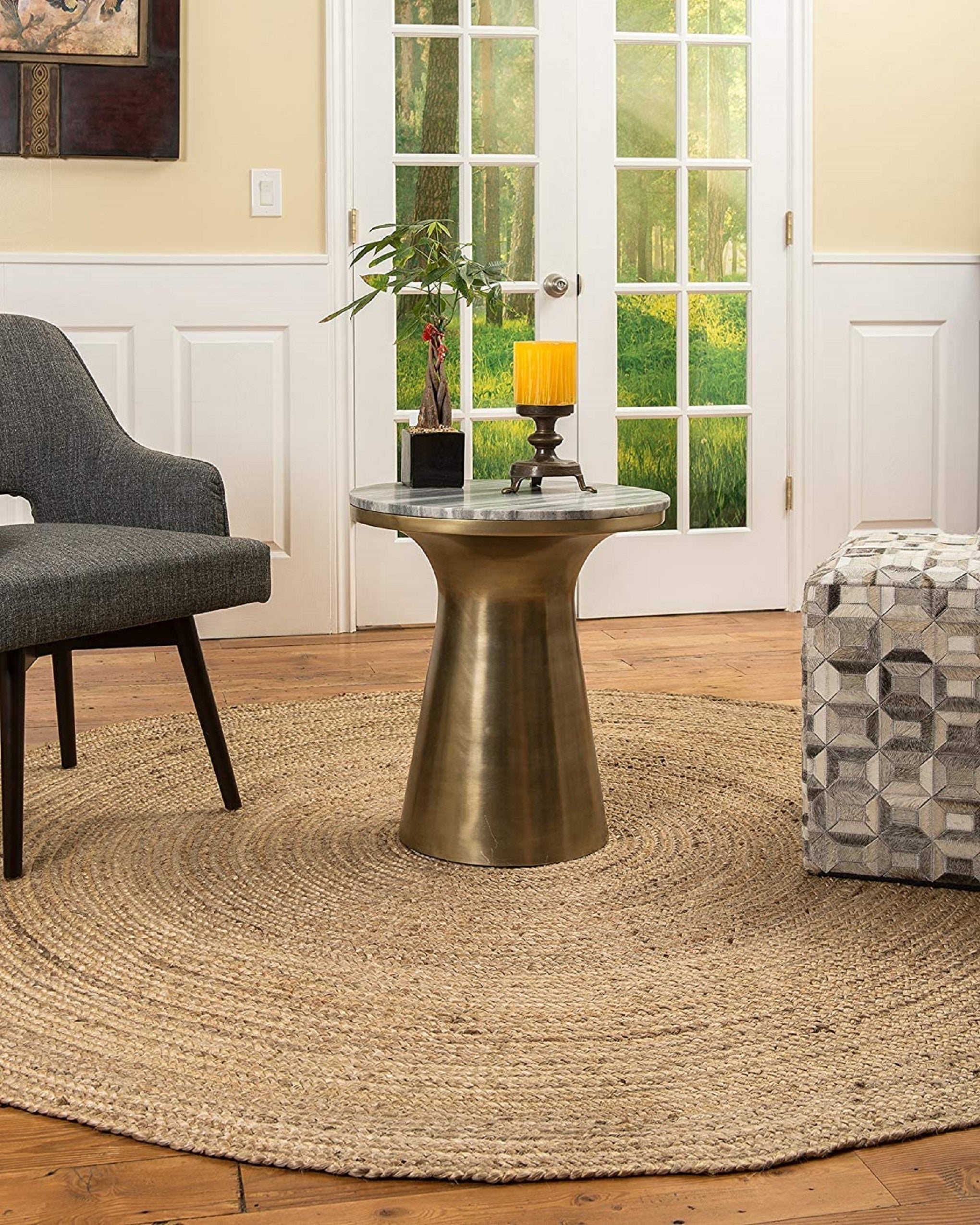 Asilah Jute Bohemian Stitched Handmade Round Rug