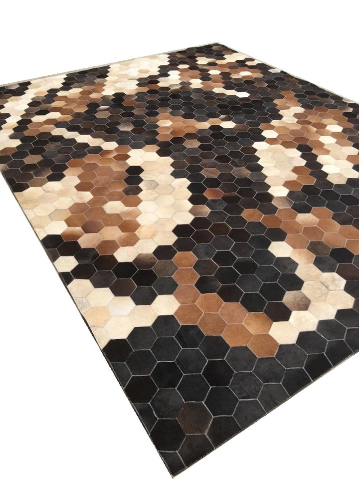 Aspen Ridge Leather Patched Hand-Stitched Rug