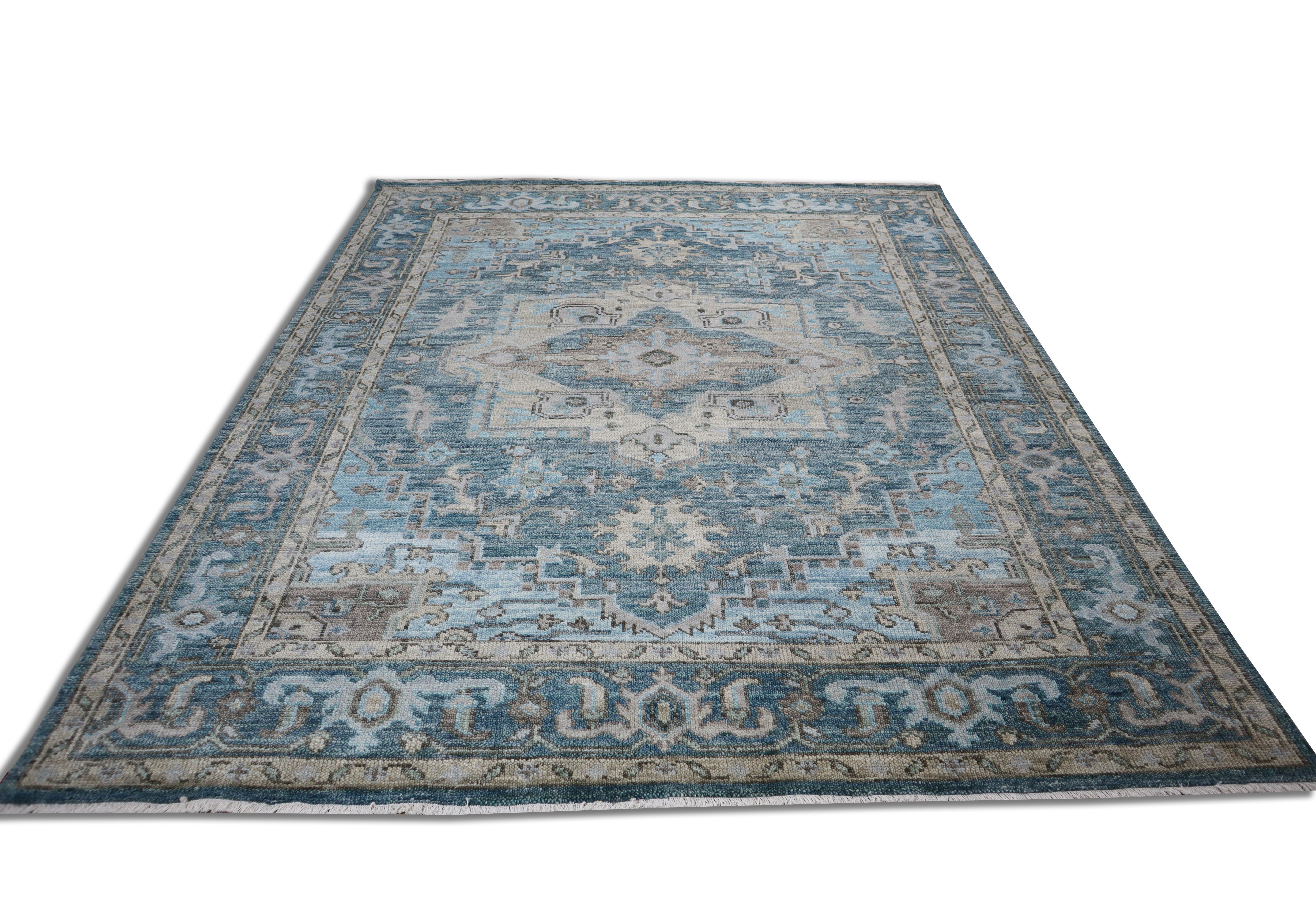 Aurelia Sherapi Hand-Knotted Blue Wool Rug