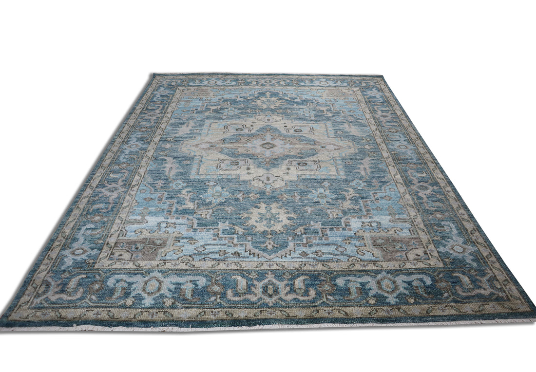 Aurelia Sherapi Hand-Knotted Blue Wool Rug