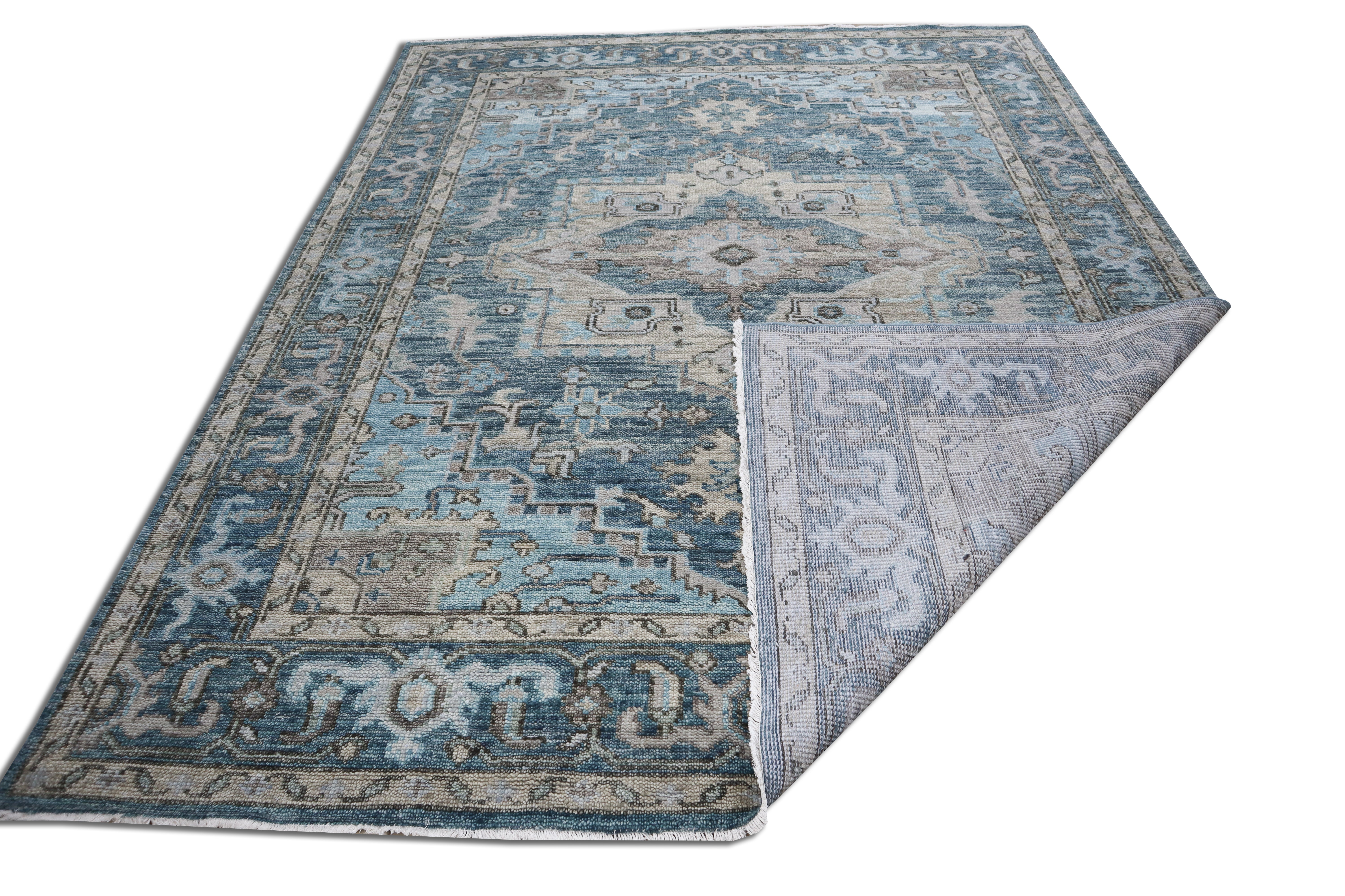Aurelia Sherapi Hand-Knotted Blue Wool Rug