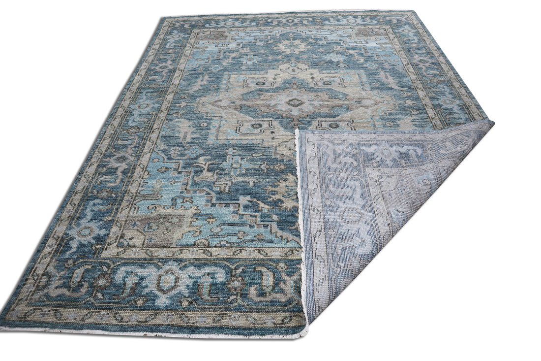 Aurelia Sherapi Hand-Knotted Blue Wool Rug