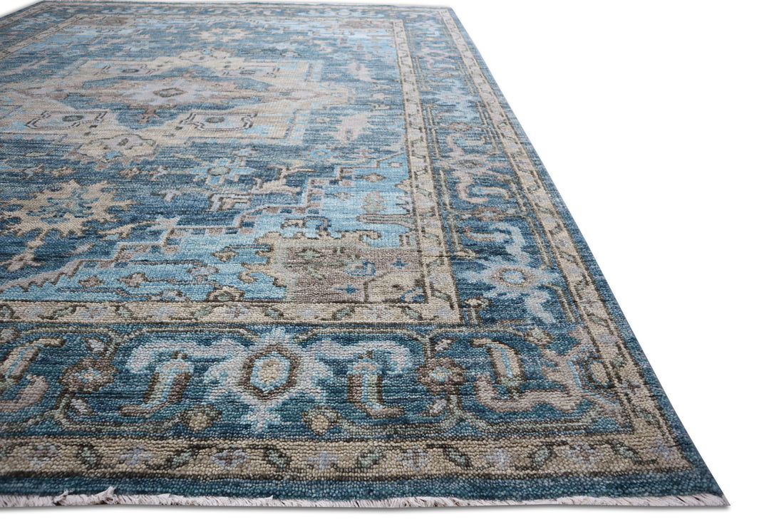 Aurelia Sherapi Hand-Knotted Blue Wool Rug