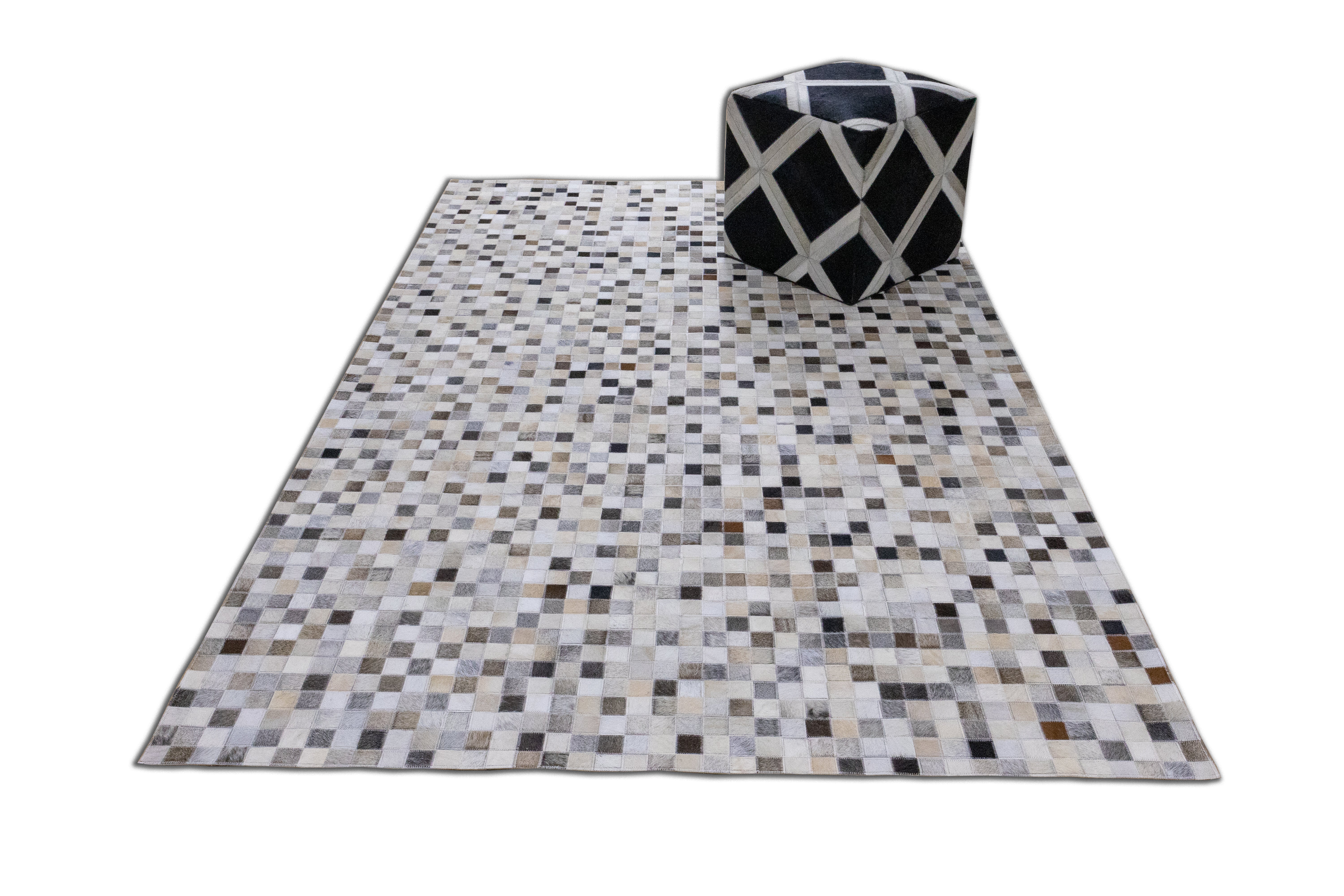 Avalon Terrane Leather Patched Hand-Stitched Rug