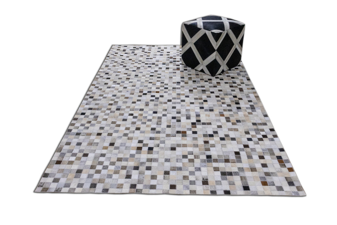 Avalon Terrane Leather Patched Hand-Stitched Rug