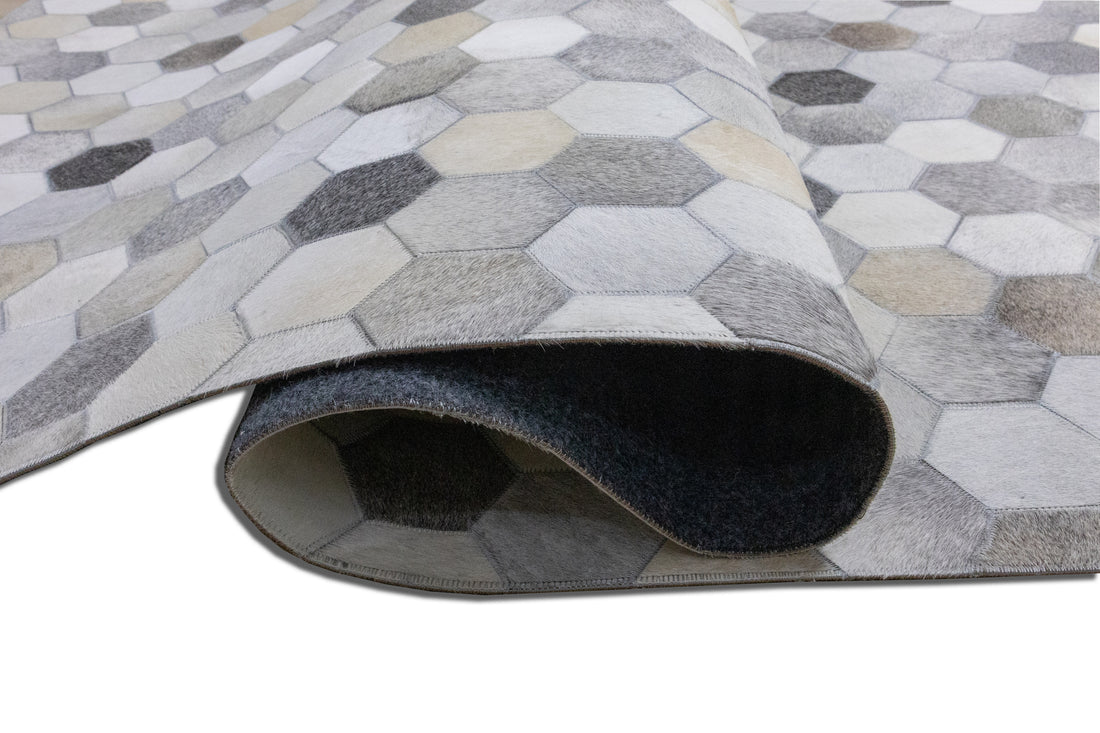 Barrett Cross-Stitch Leather Patched Hand-Stitched Rug
