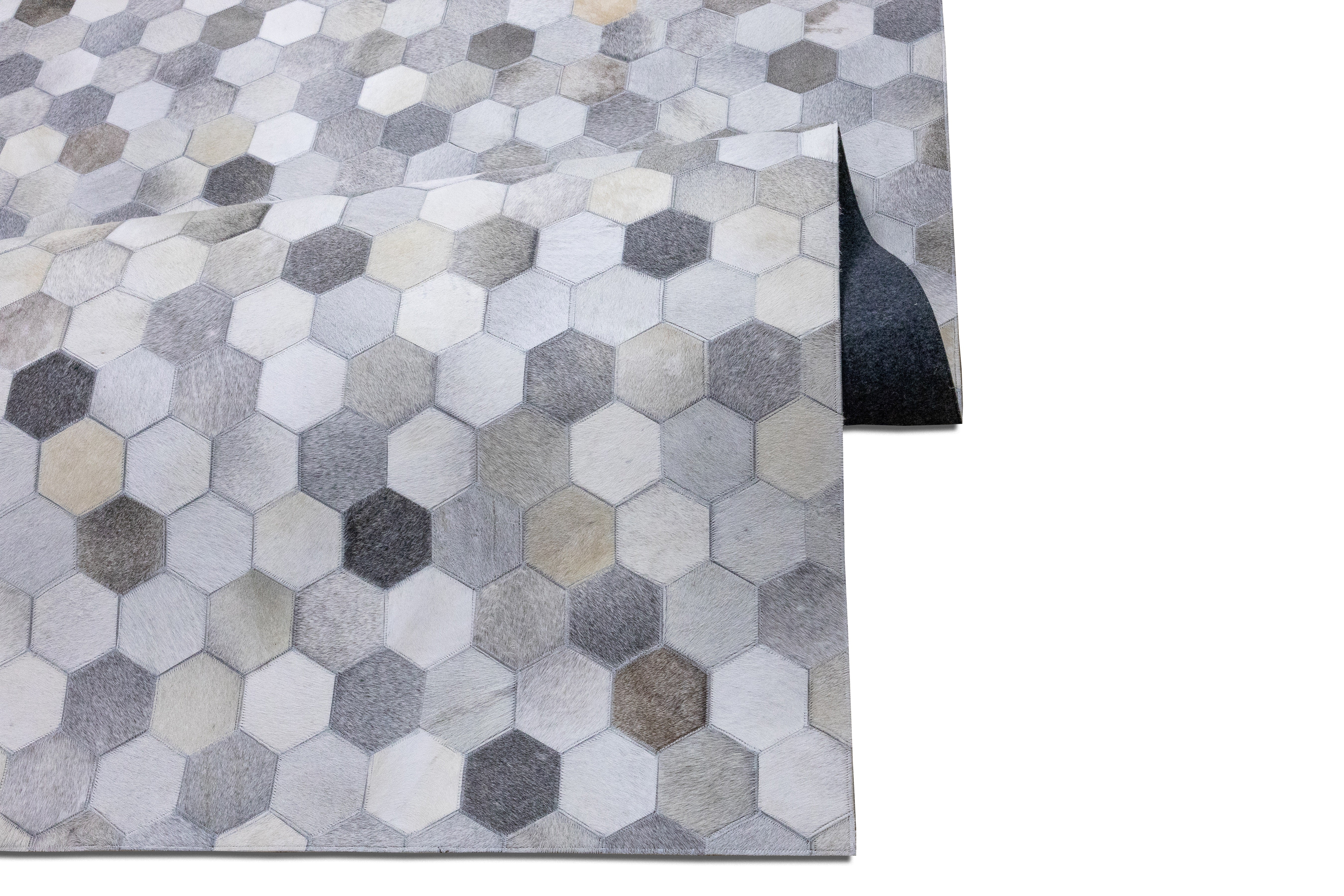 Barrett Cross-Stitch Leather Patched Hand-Stitched Rug