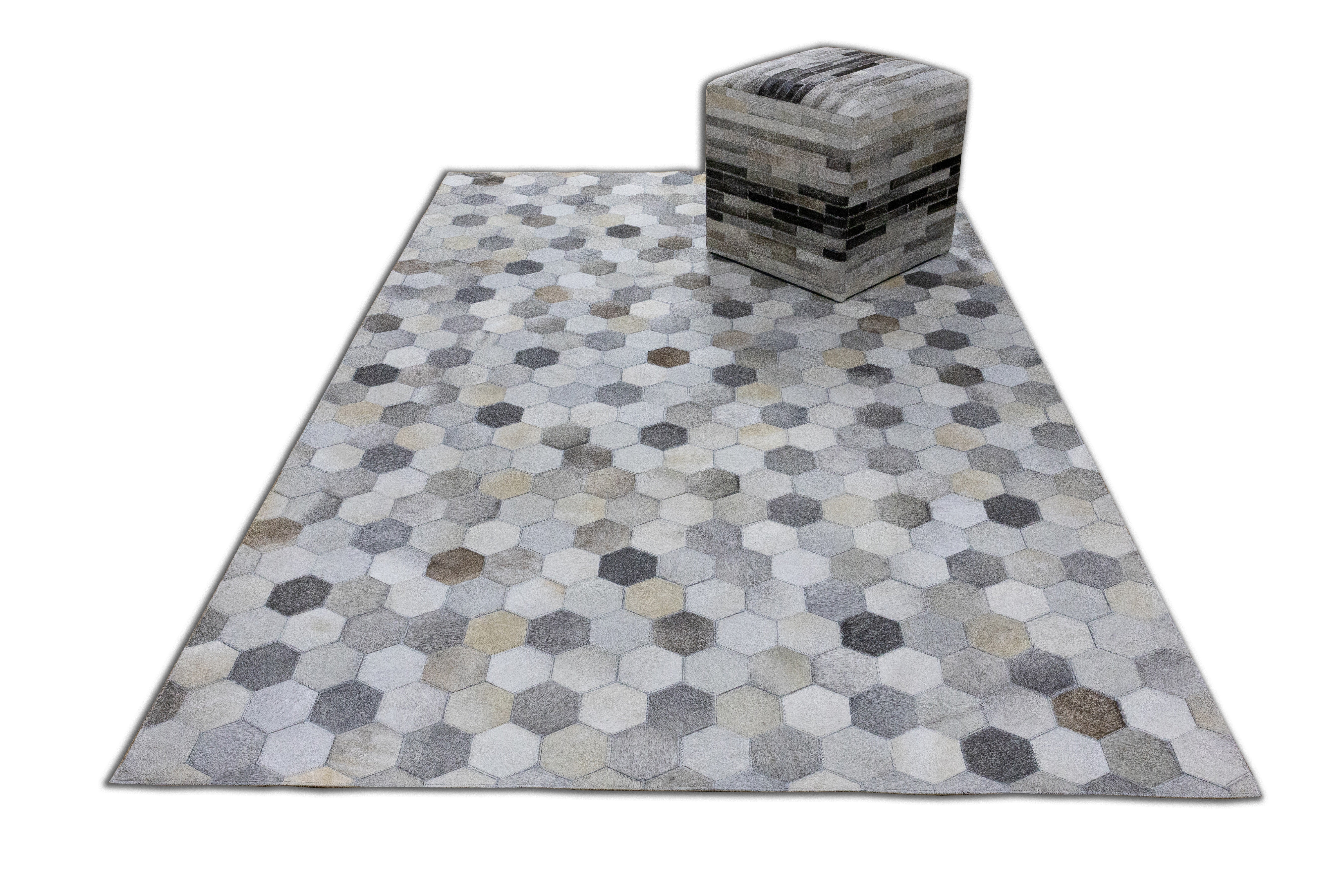 Barrett Cross-Stitch Leather Patched Hand-Stitched Rug