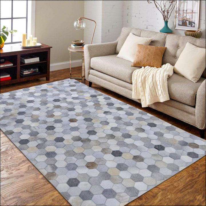 Barrett Cross-Stitch Leather Patched Hand-Stitched Rug