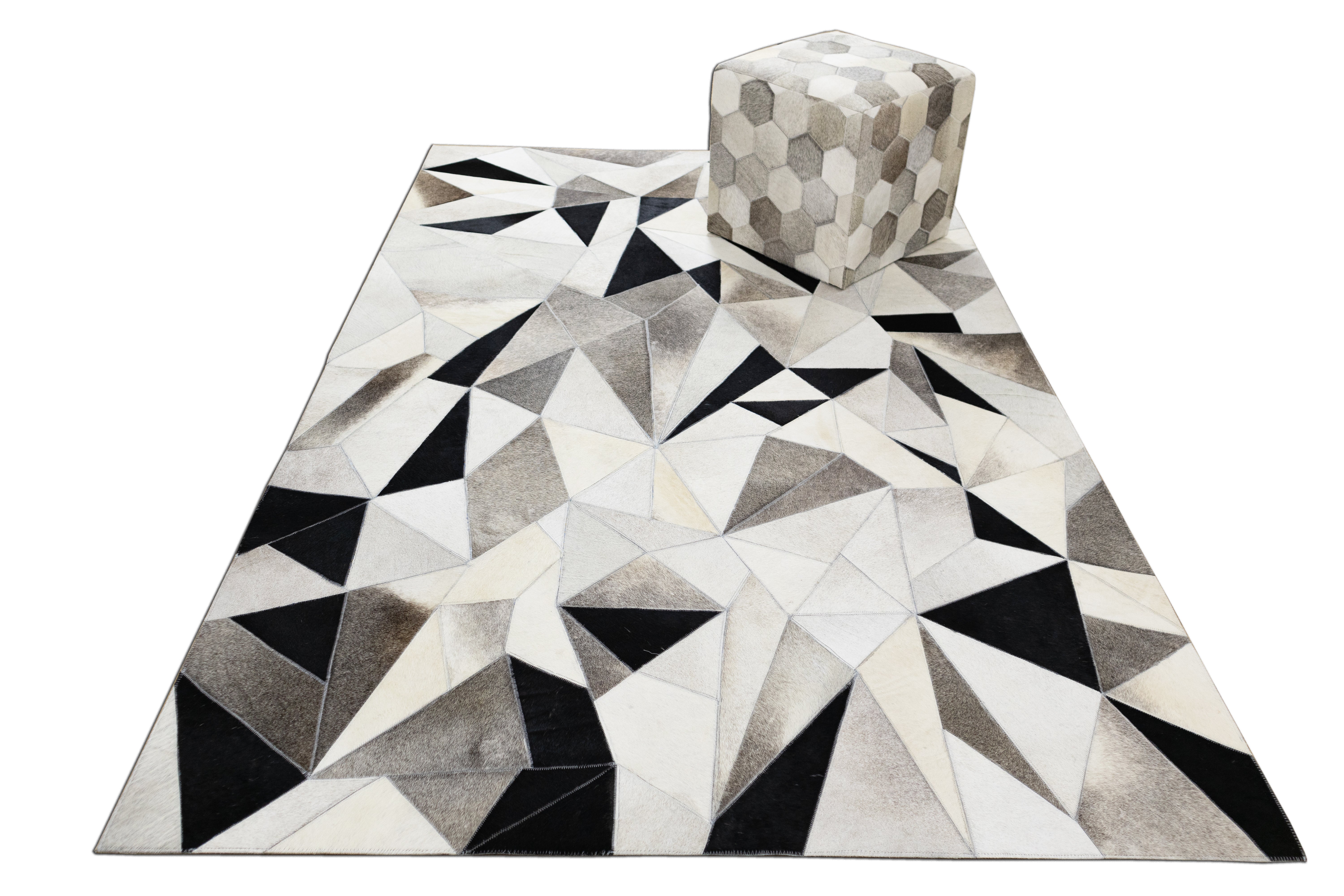 Caliber Artisan Leather Patched Hand-Stitched Rug
