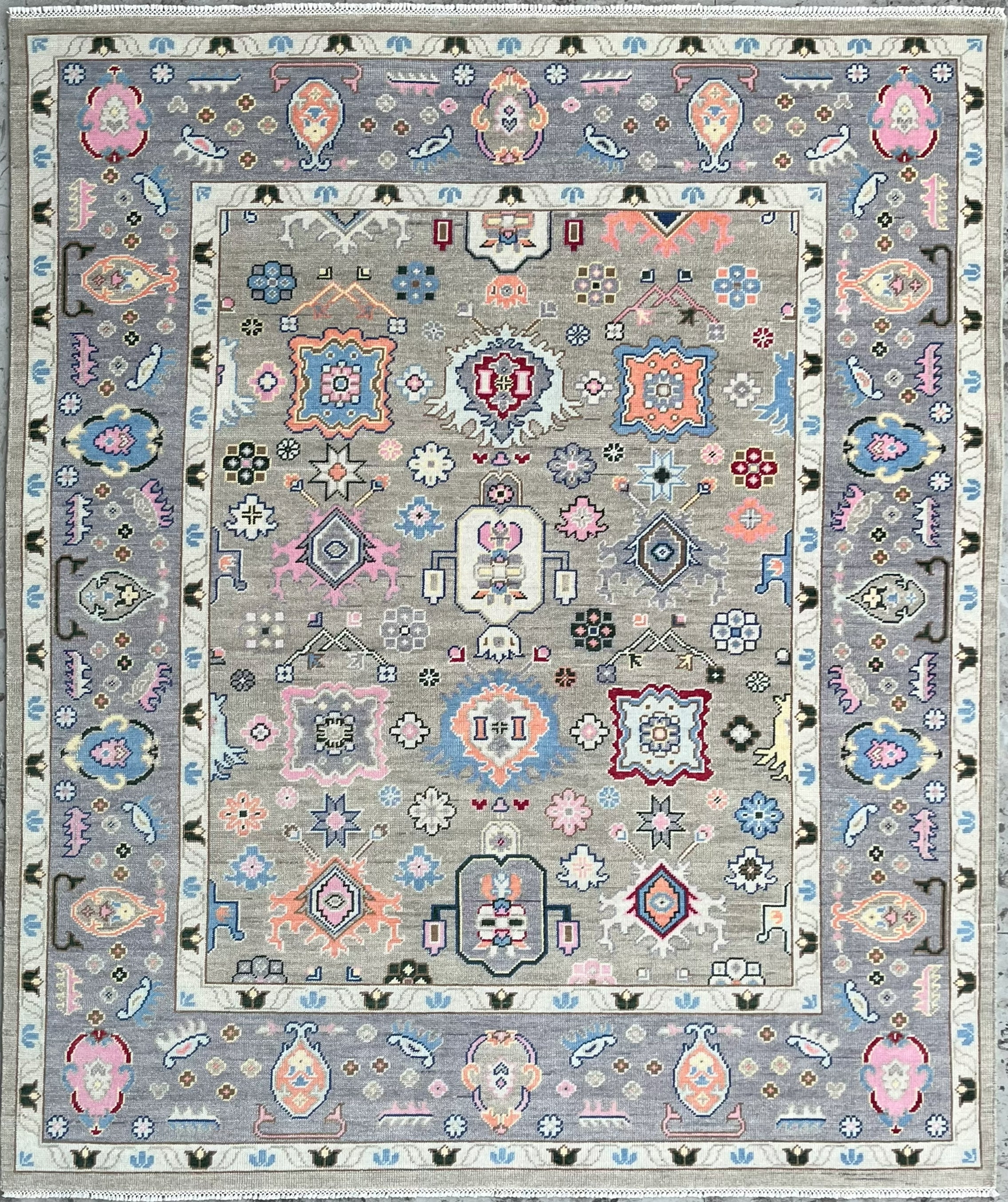 Cappadocia Vintage Oushak Grey Hand-Knotted Wool Rug