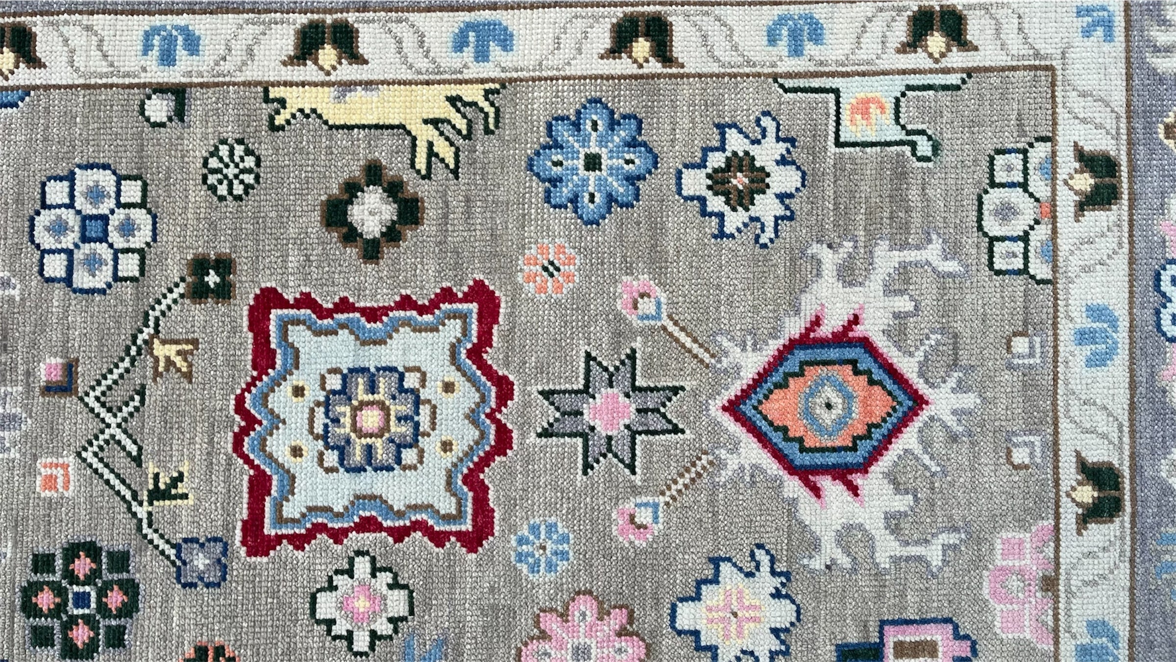Cappadocia Vintage Oushak Grey Hand-Knotted Wool Rug