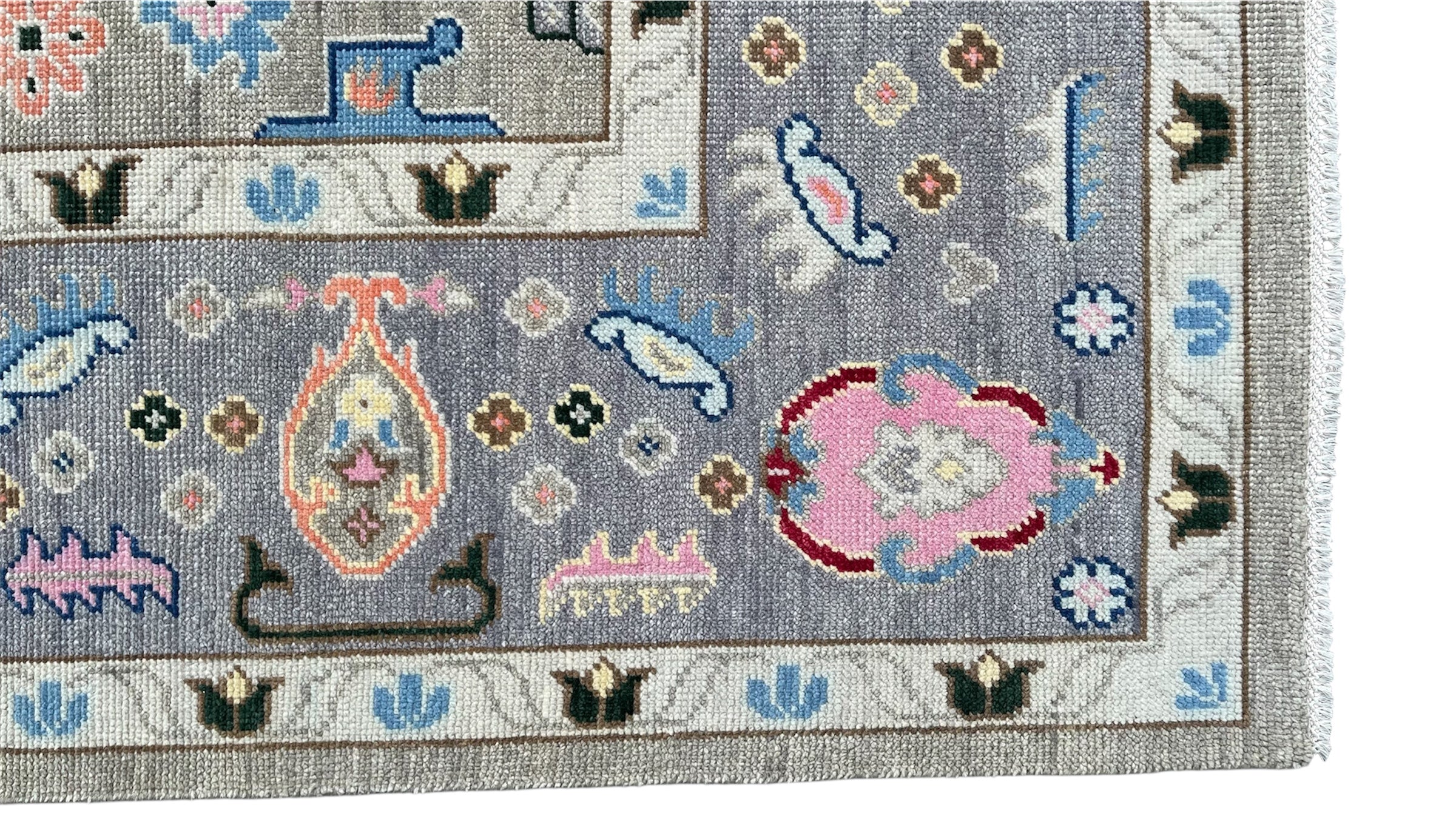 Cappadocia Vintage Oushak Grey Hand-Knotted Wool Rug