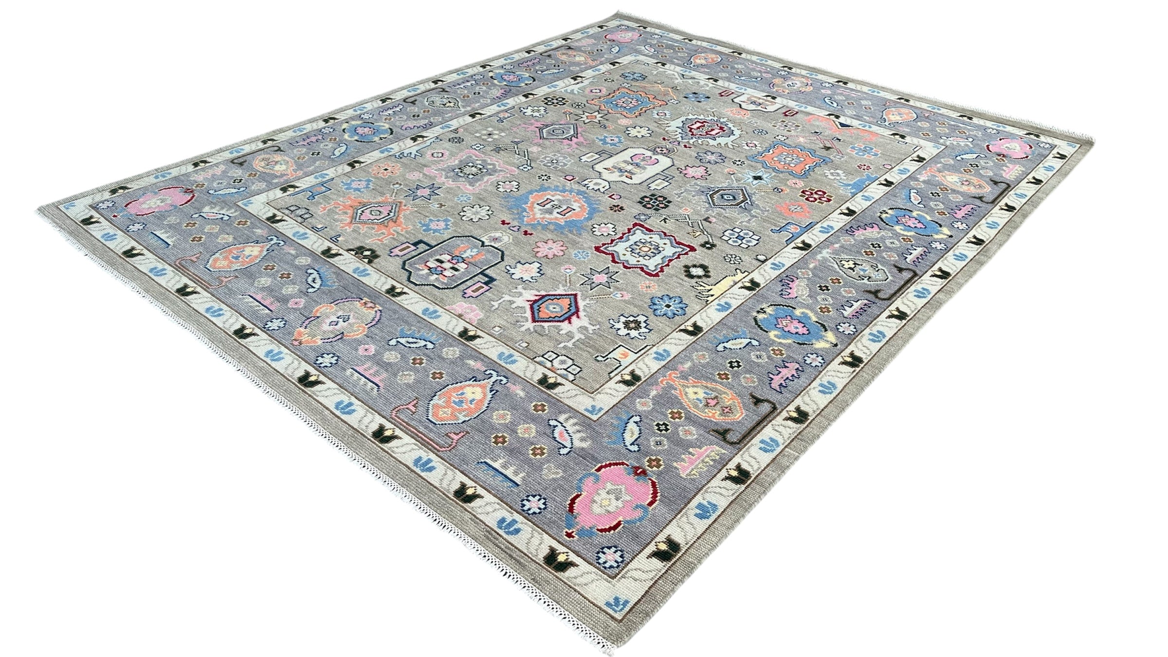 Cappadocia Vintage Oushak Grey Hand-Knotted Wool Rug