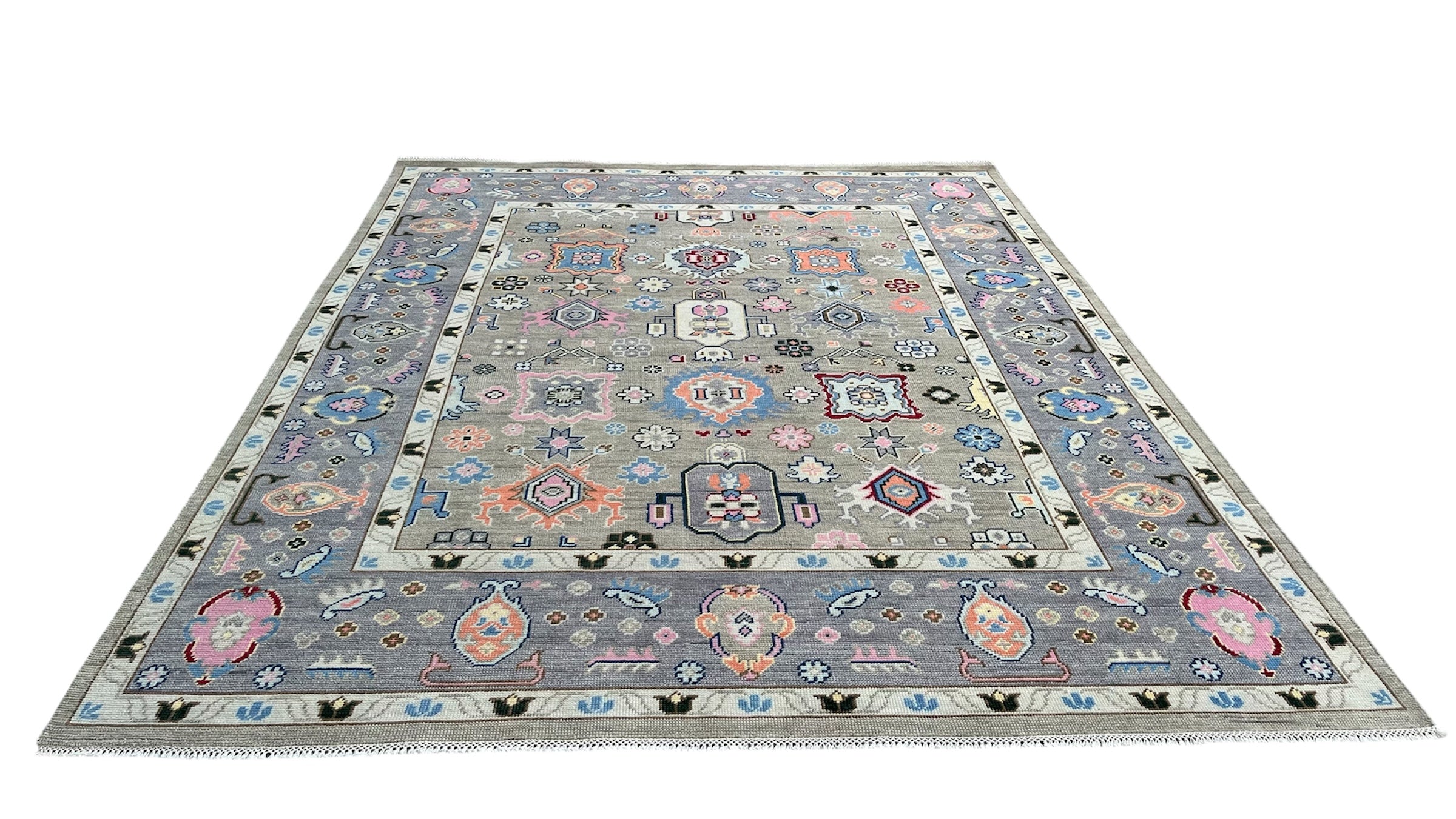 Cappadocia Vintage Oushak Grey Hand-Knotted Wool Rug
