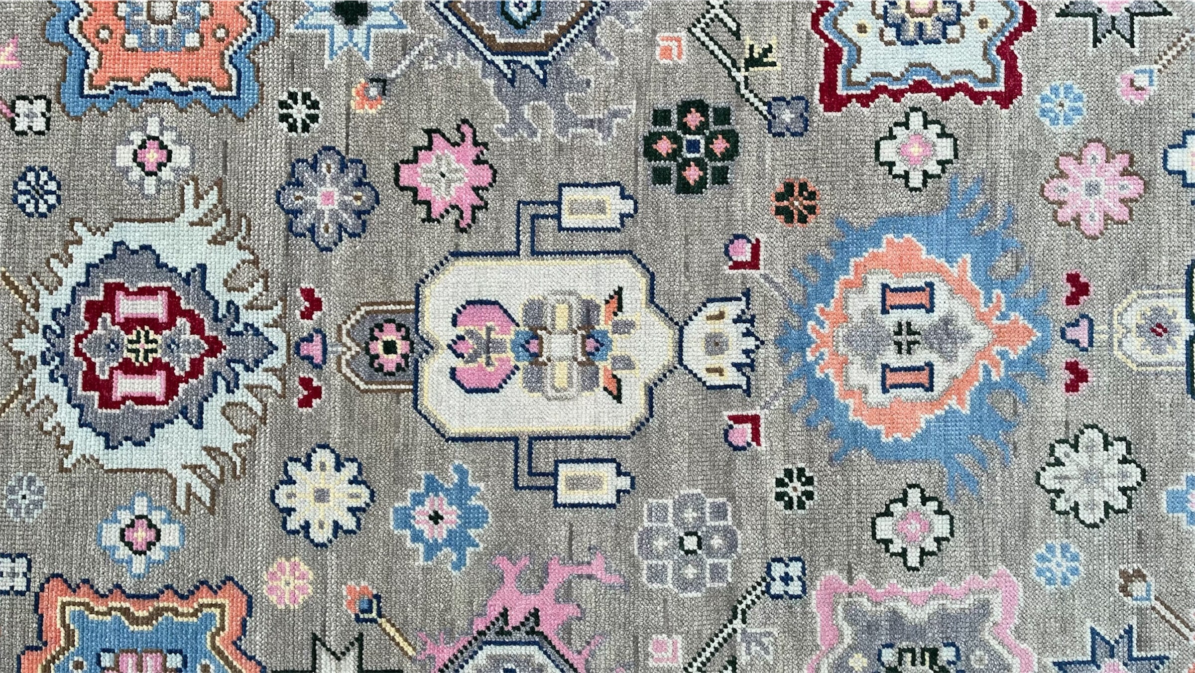 Cappadocia Vintage Oushak Grey Hand-Knotted Wool Rug