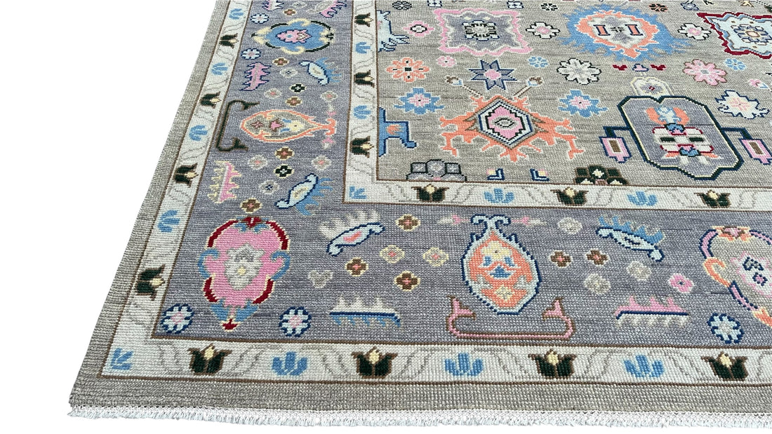Cappadocia Vintage Oushak Grey Hand-Knotted Wool Rug
