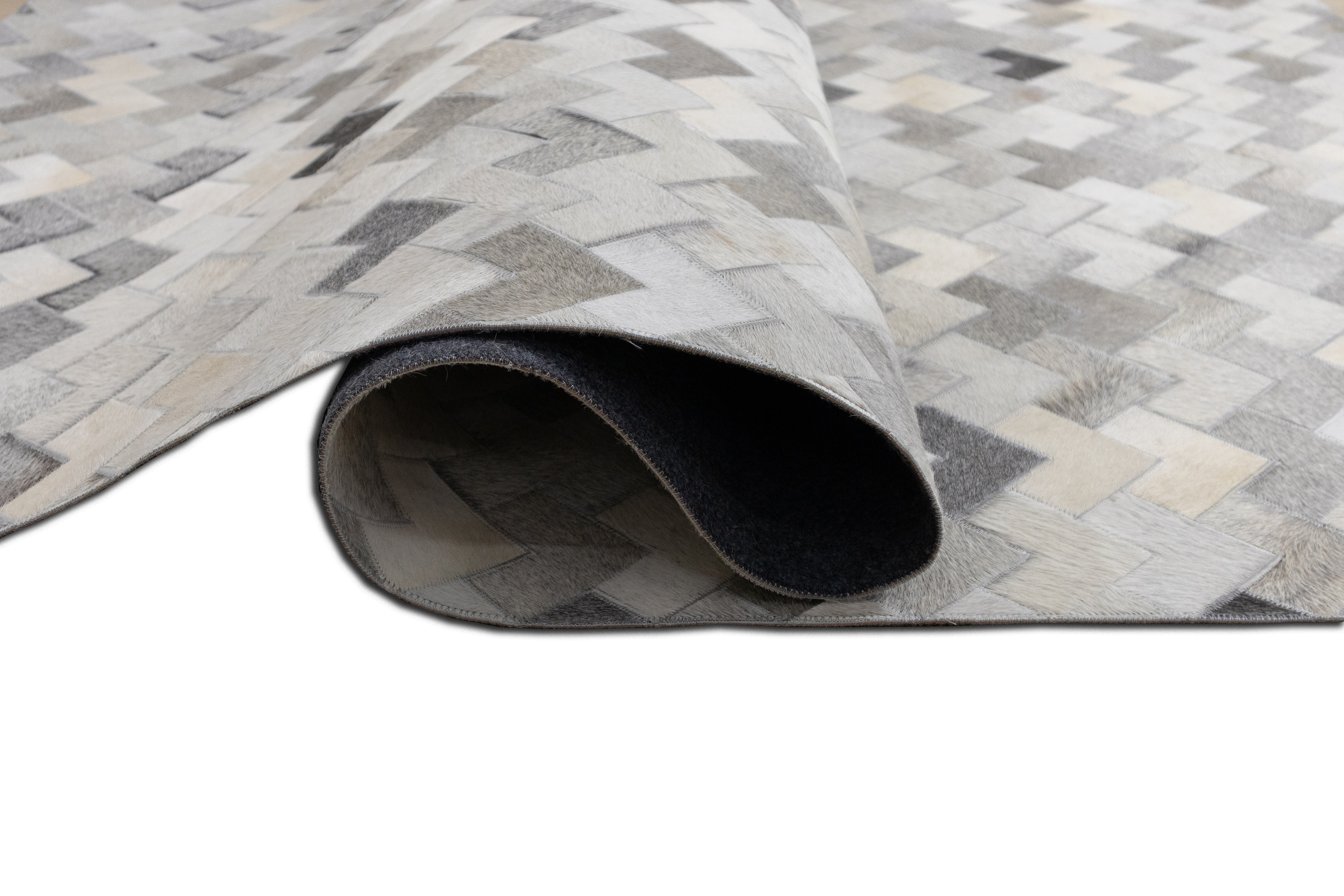 Cortez Multi-Tone Leather Patched Hand-Stitched Rug
