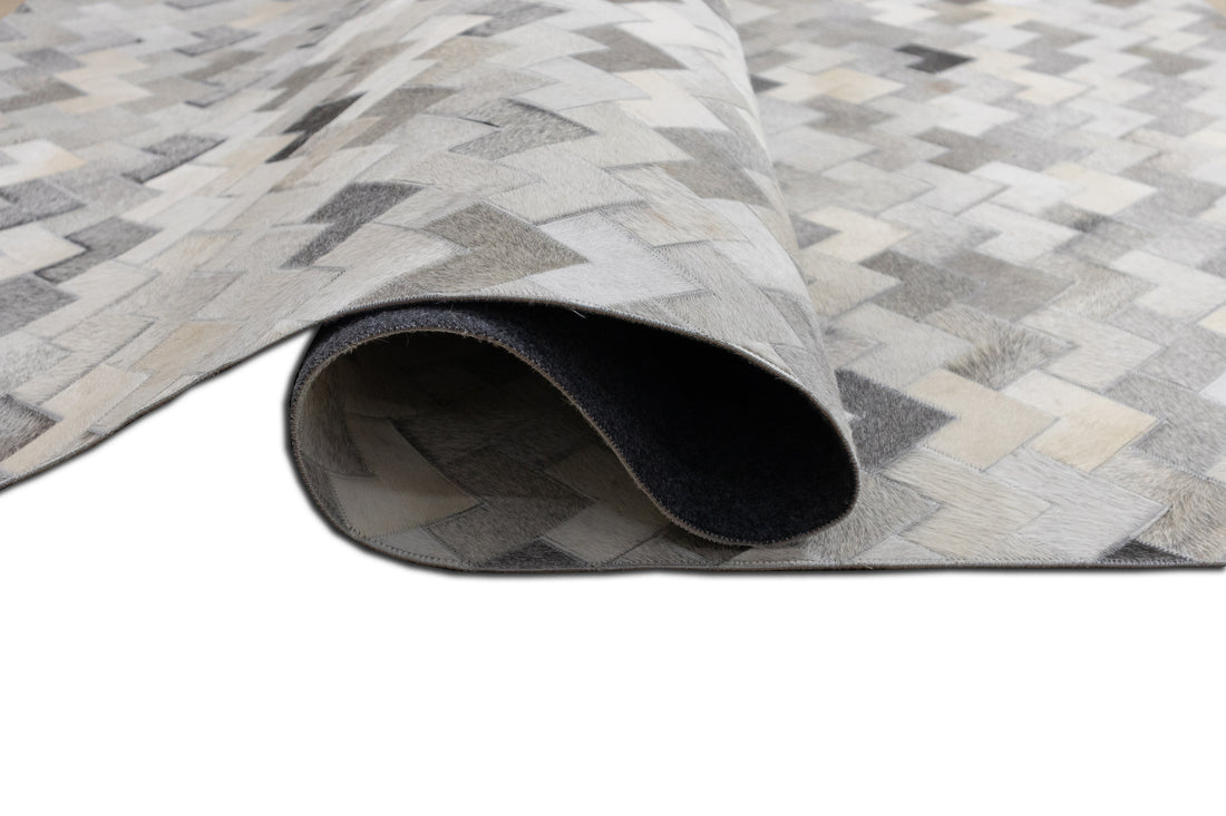 Cortez Multi-Tone Leather Patched Hand-Stitched Rug