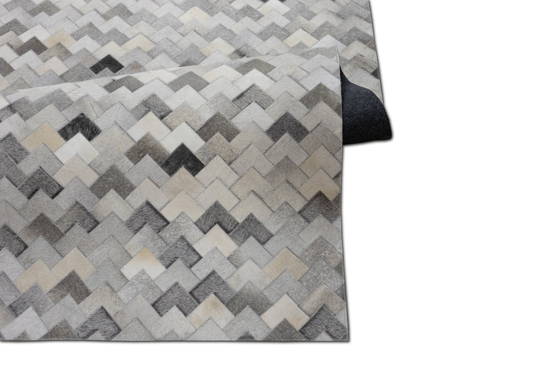Cortez Multi-Tone Leather Patched Hand-Stitched Rug