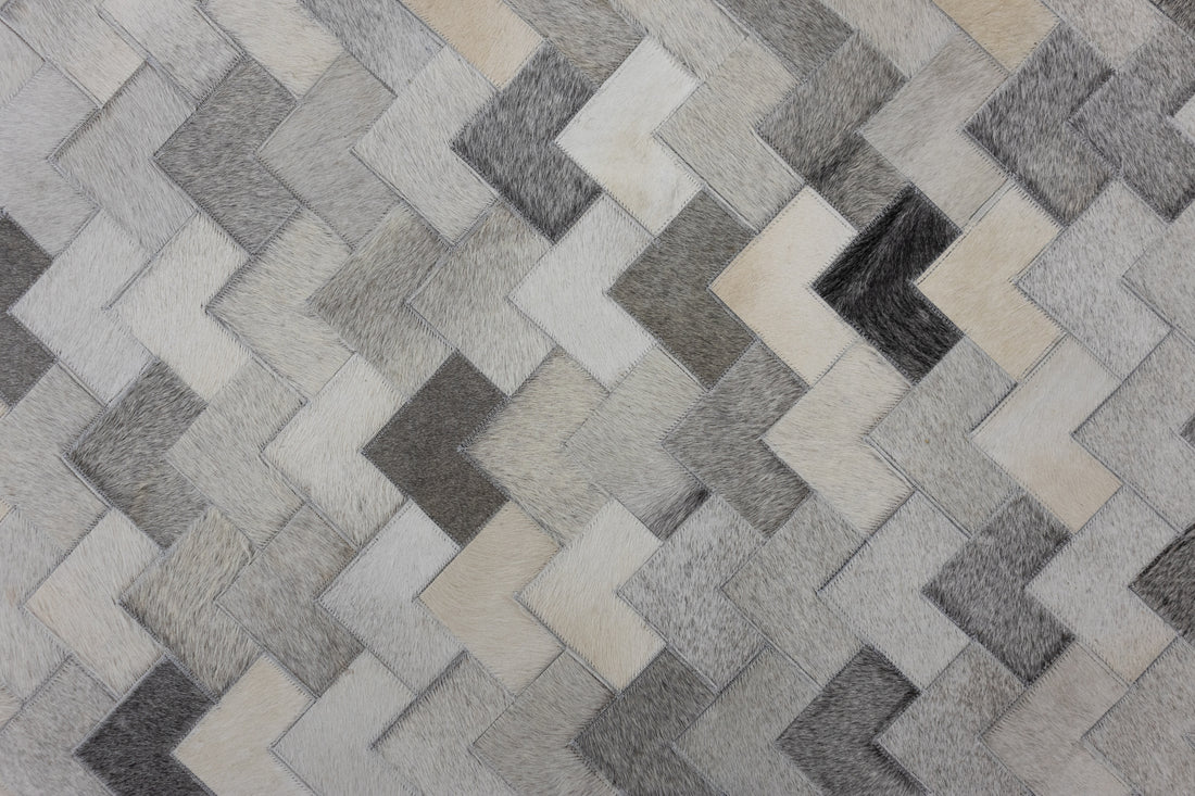 Cortez Multi-Tone Leather Patched Hand-Stitched Rug
