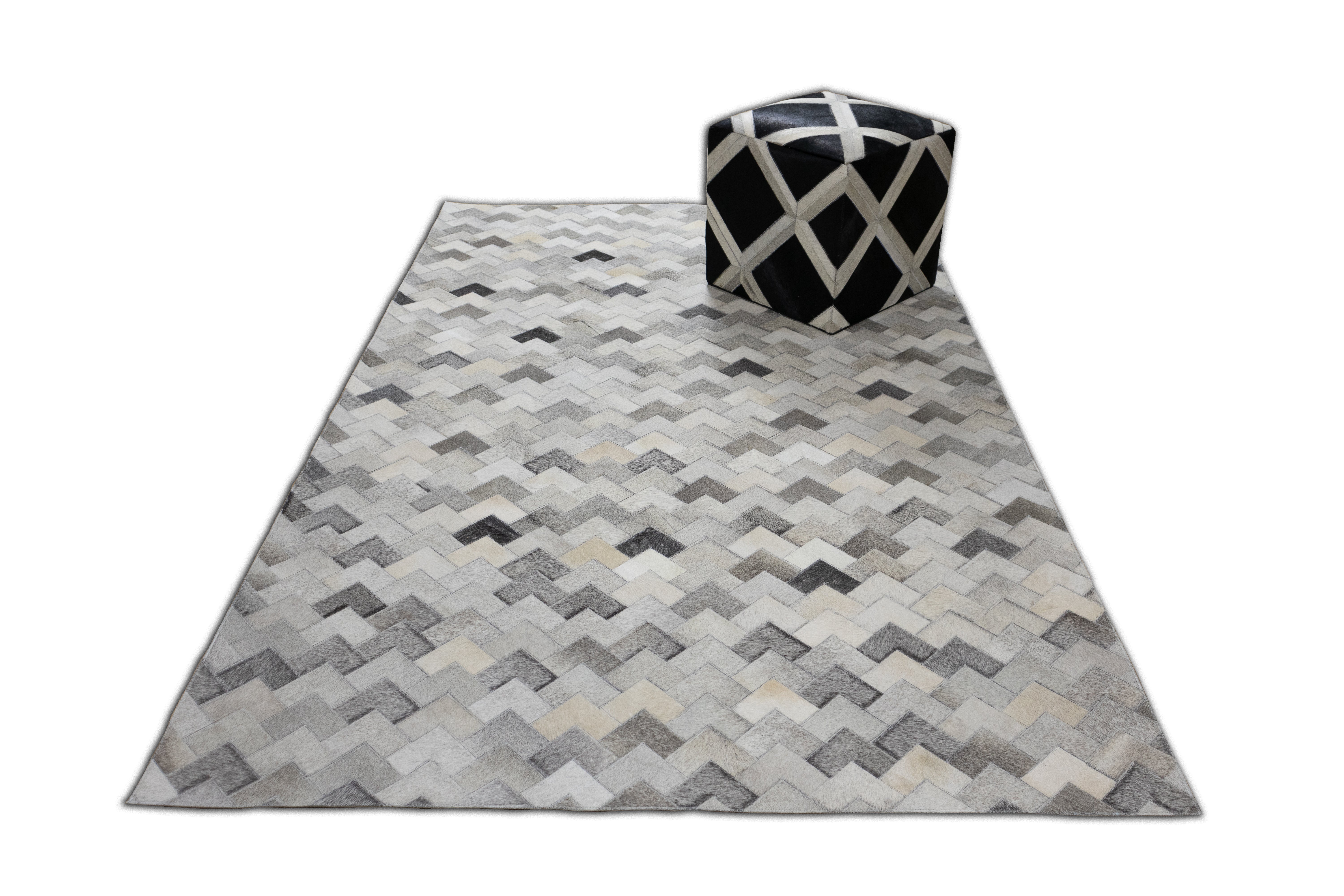 Cortez Multi-Tone Leather Patched Hand-Stitched Rug