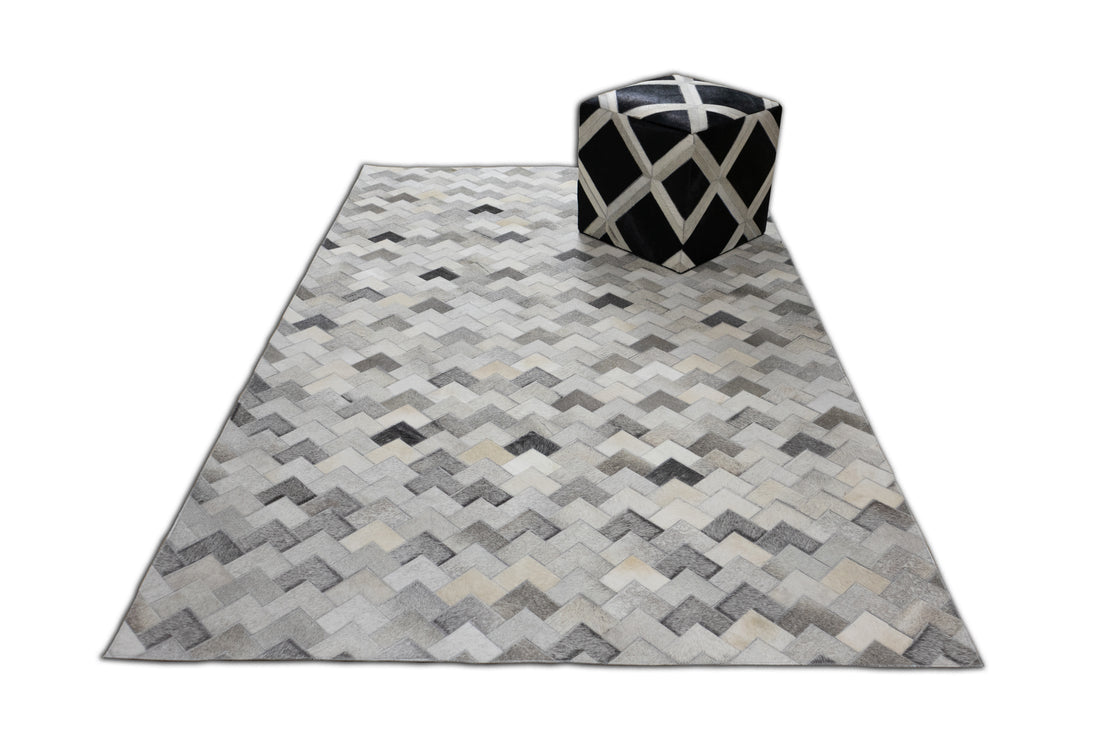 Cortez Multi-Tone Leather Patched Hand-Stitched Rug